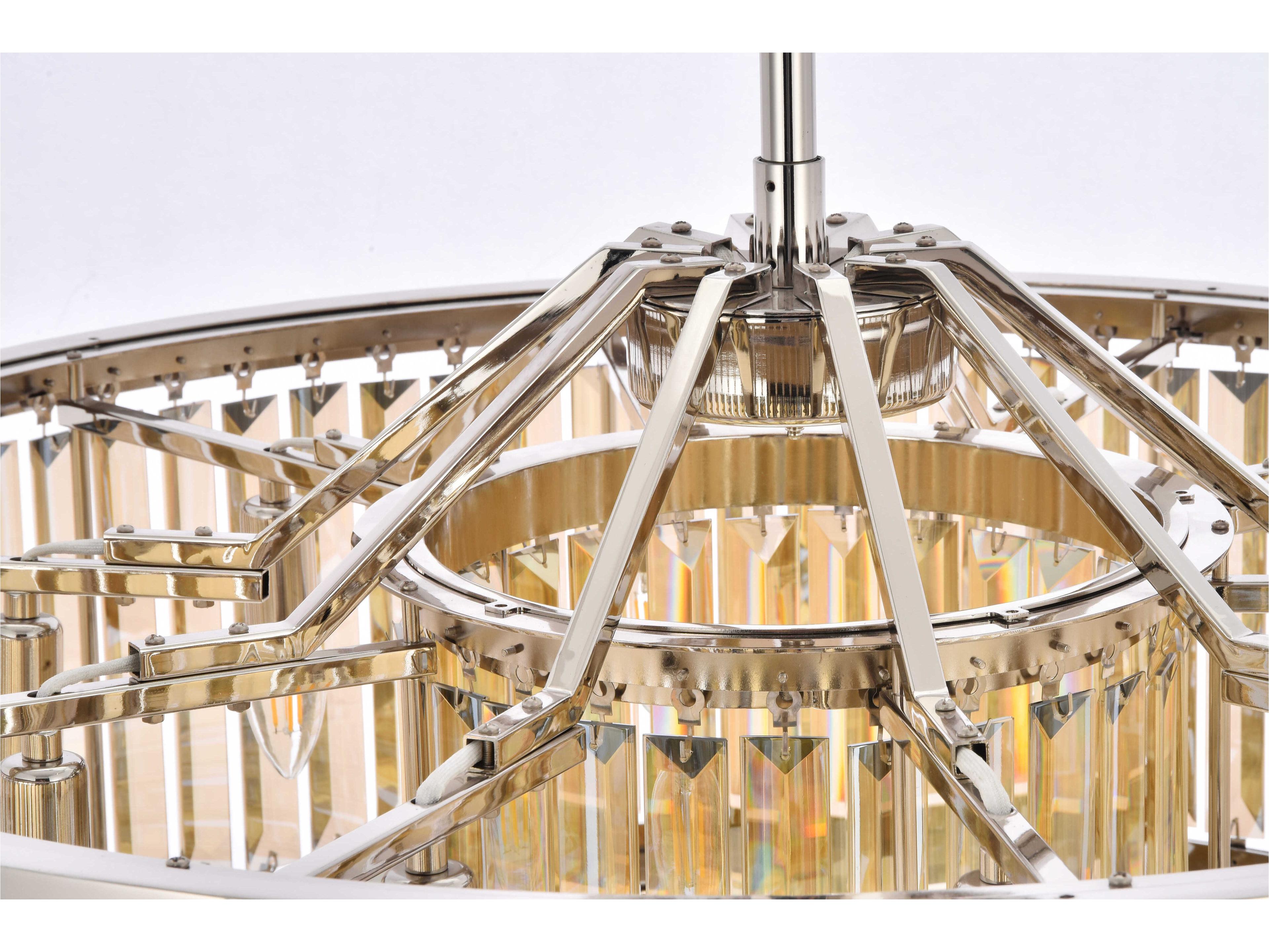 Elegant Lighting Chelsea 10-Light Polished Nickel Gold Crystal Drum Pendant