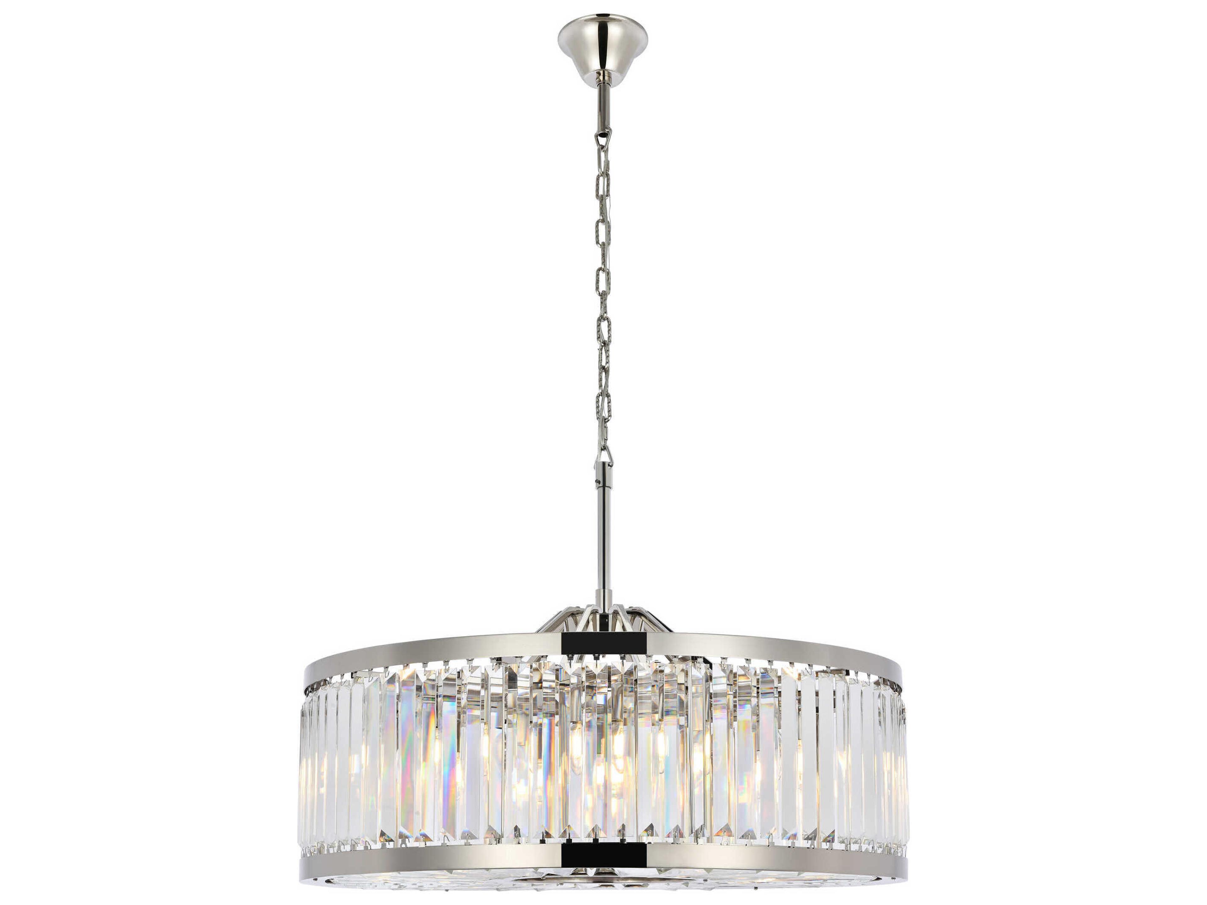 Chelsea 10-Light Polished Nickel Clear Crystal Drum Pendant