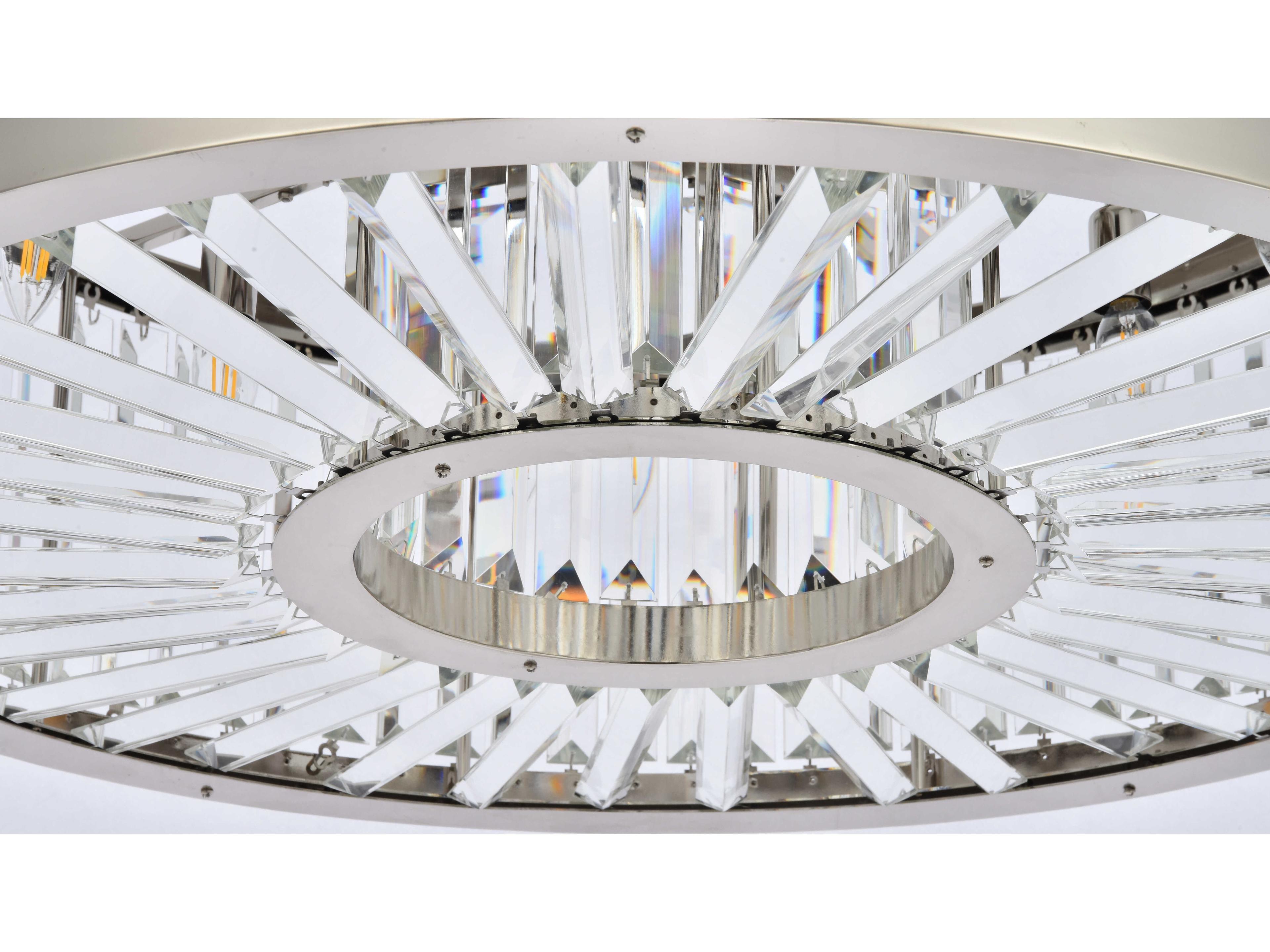 Elegant Lighting Chelsea 10-Light Polished Nickel Clear Crystal Drum Pendant