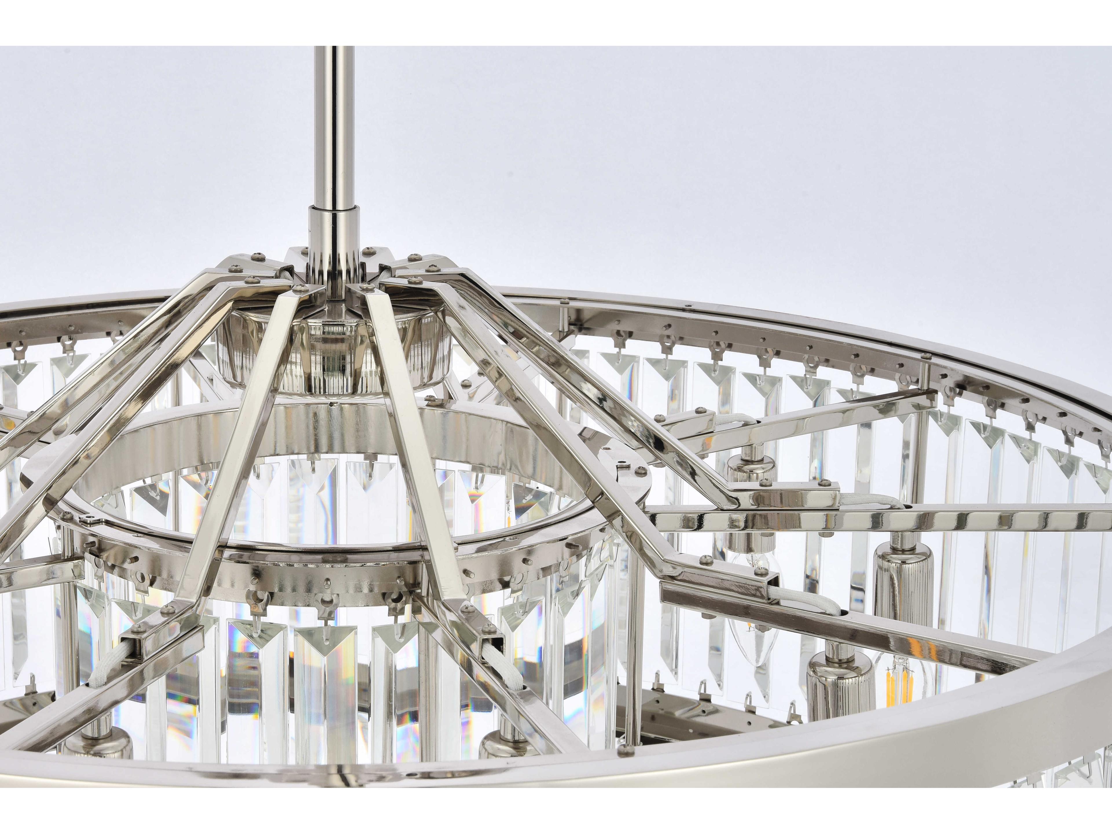 Elegant Lighting Chelsea 10-Light Polished Nickel Clear Crystal Drum Pendant