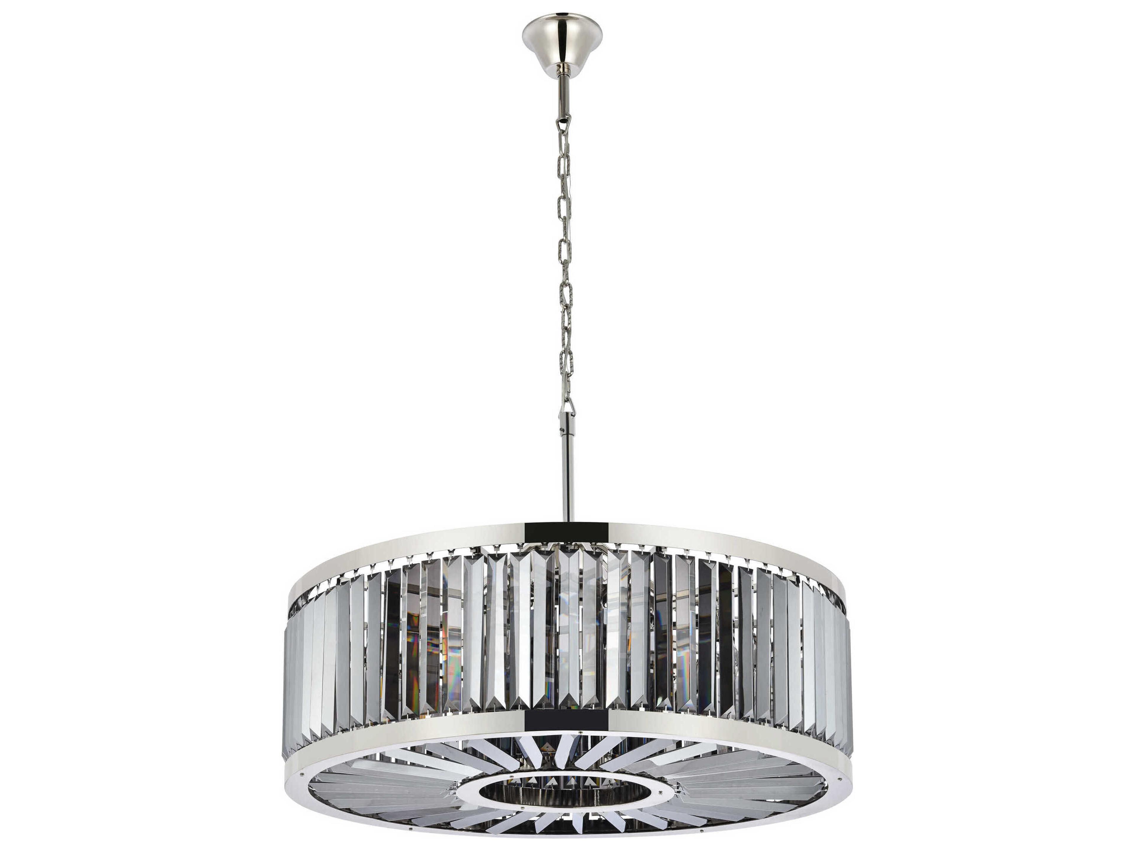Elegant Lighting Chelsea 10-Light Polished Nickel Silver Crystal Drum Pendant
