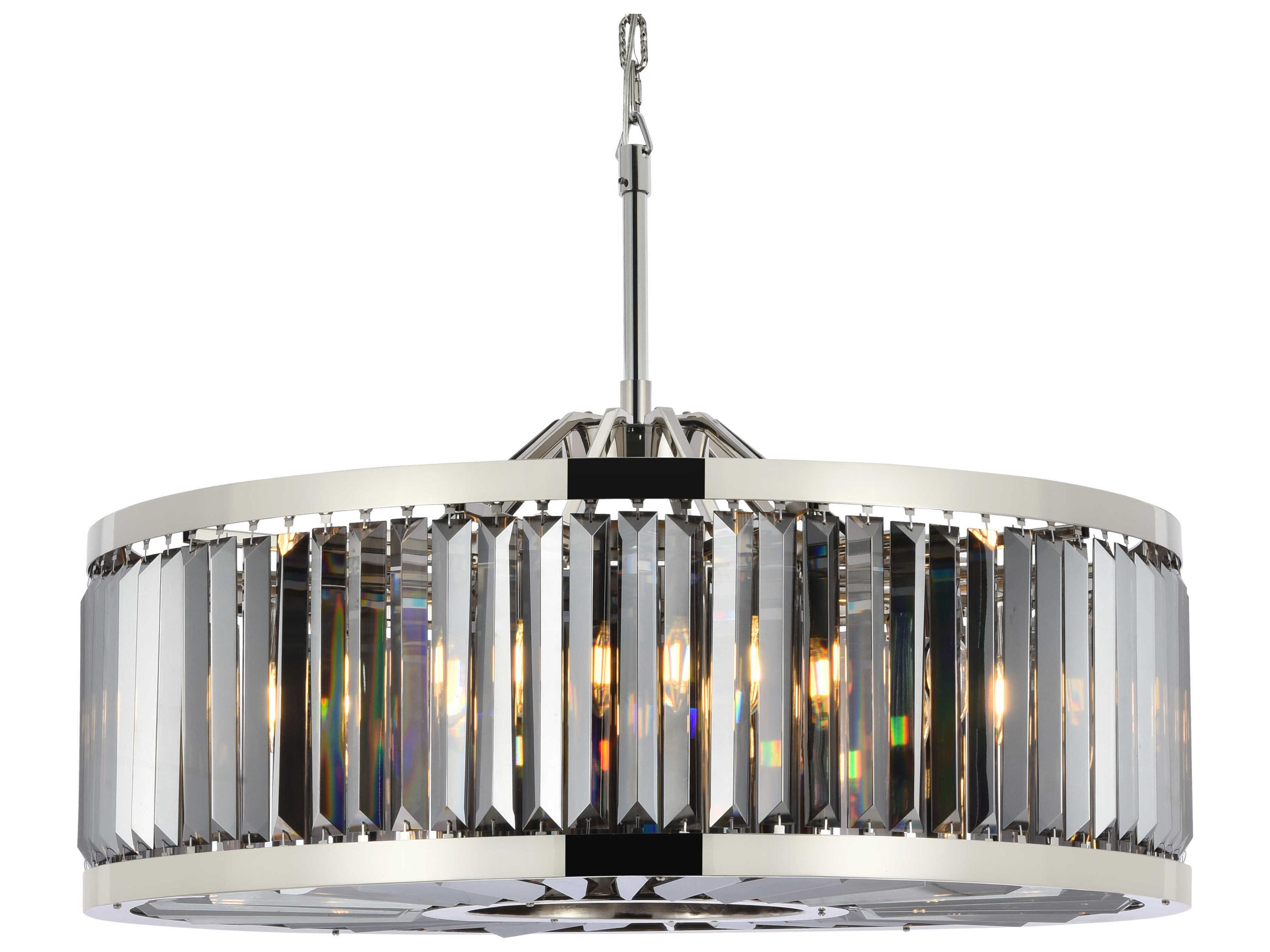 Elegant Lighting Chelsea 10-Light Polished Nickel Silver Crystal Drum Pendant