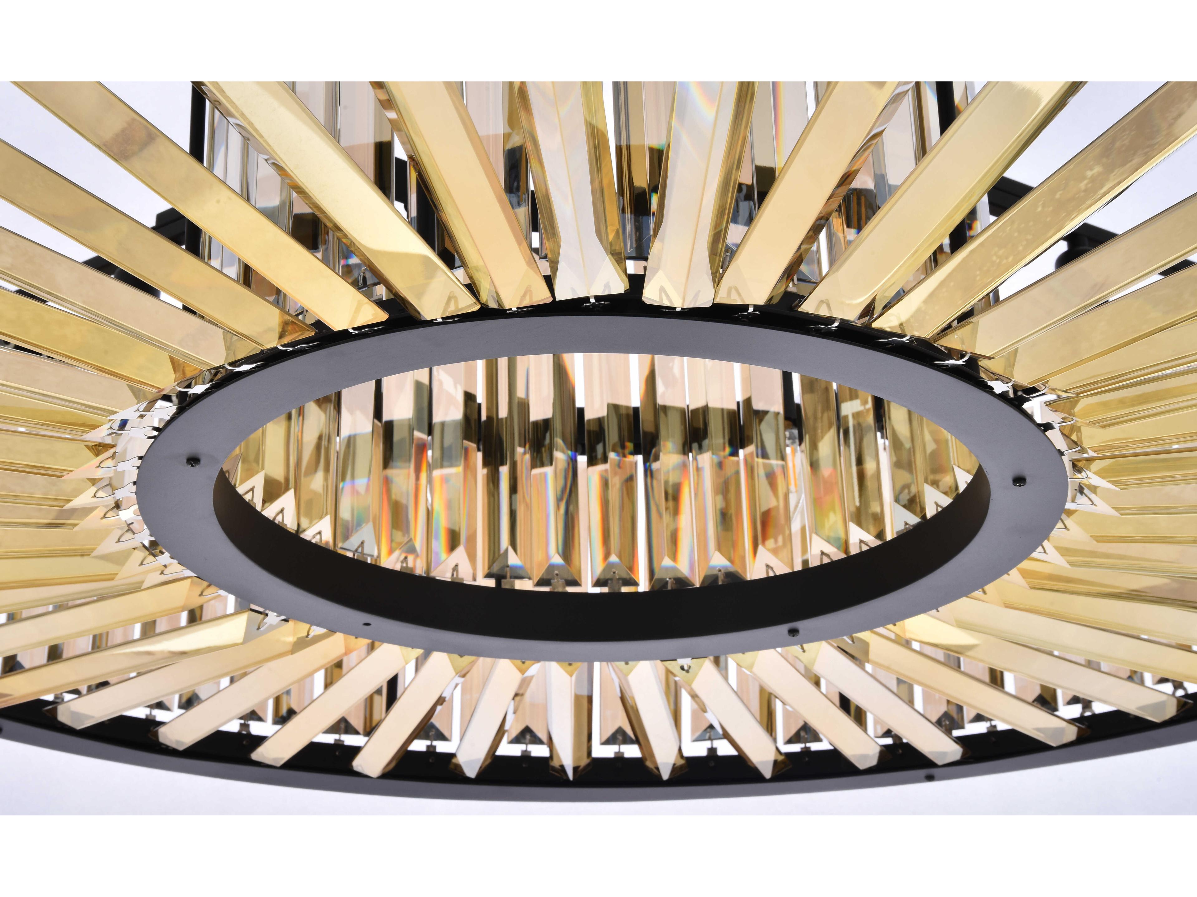 Elegant Lighting Chelsea 10-Light Matte Black Gold Crystal Drum Pendant