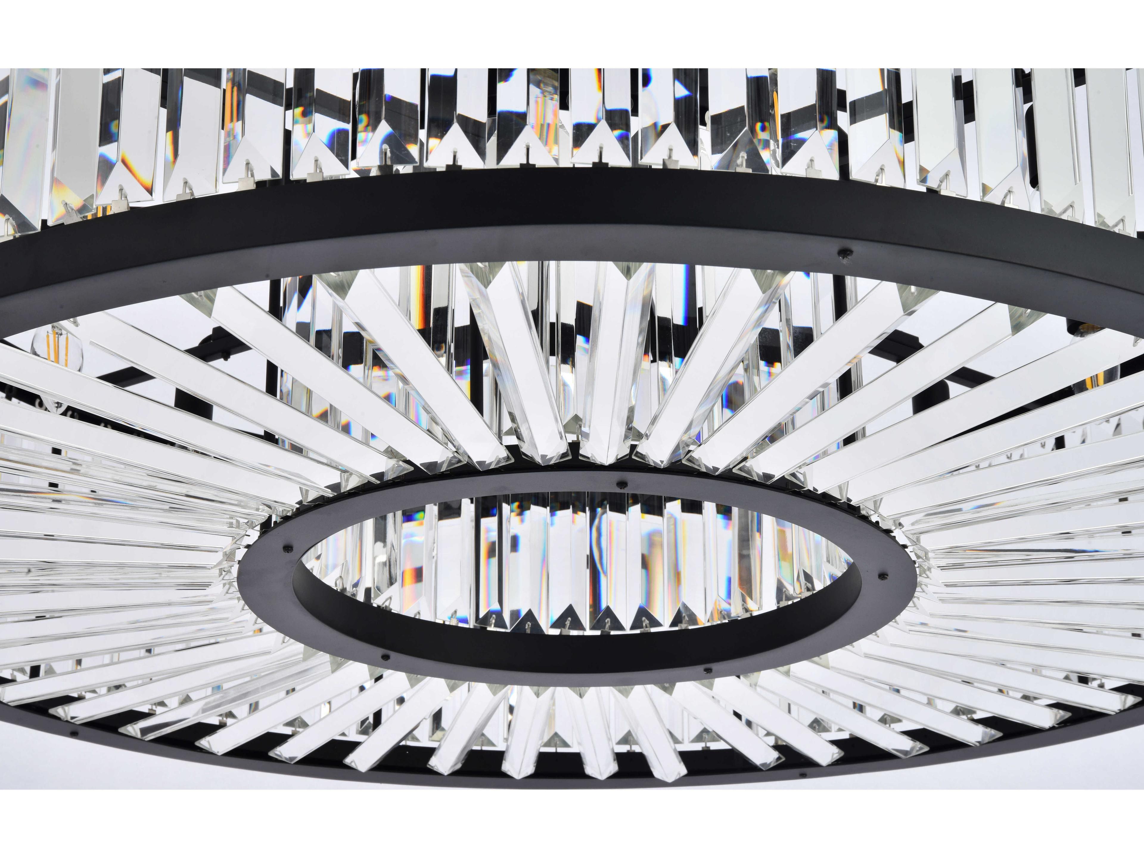 Elegant Lighting Chelsea 10-Light Matte Black Clear Crystal Drum Pendant