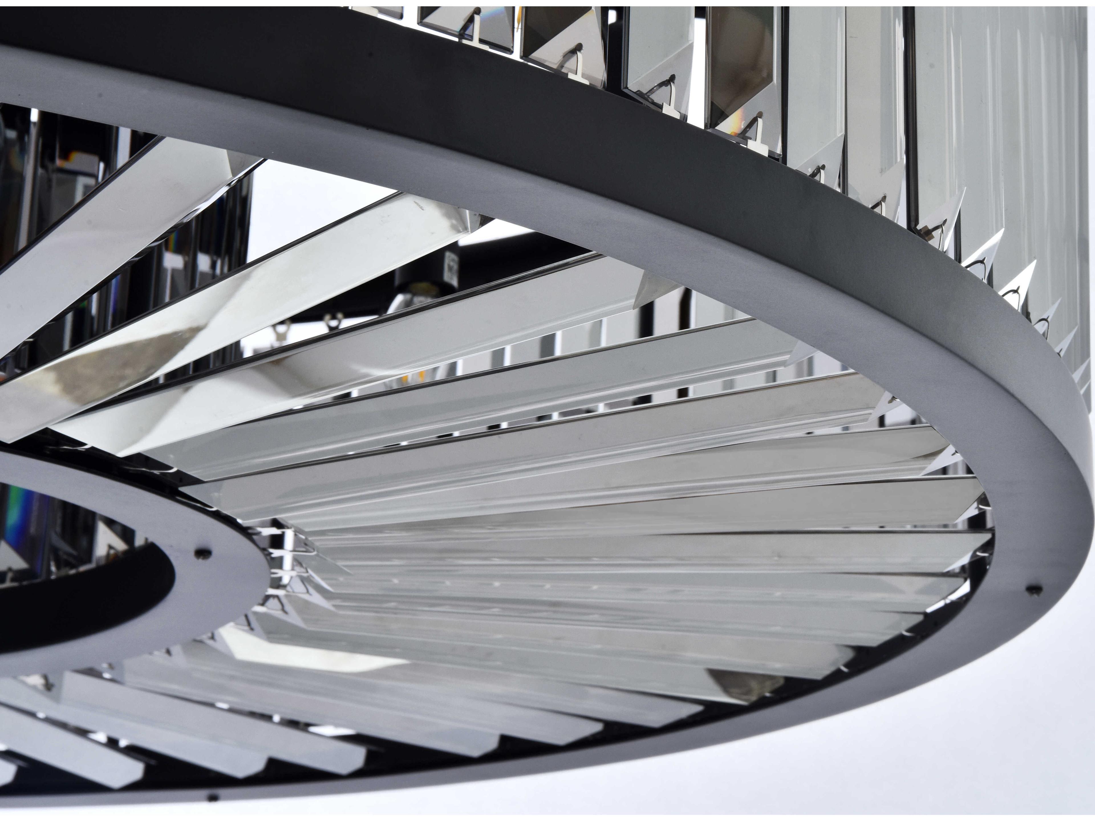 Elegant Lighting Chelsea 10-Light Matte Black Silver Crystal Drum Pendant