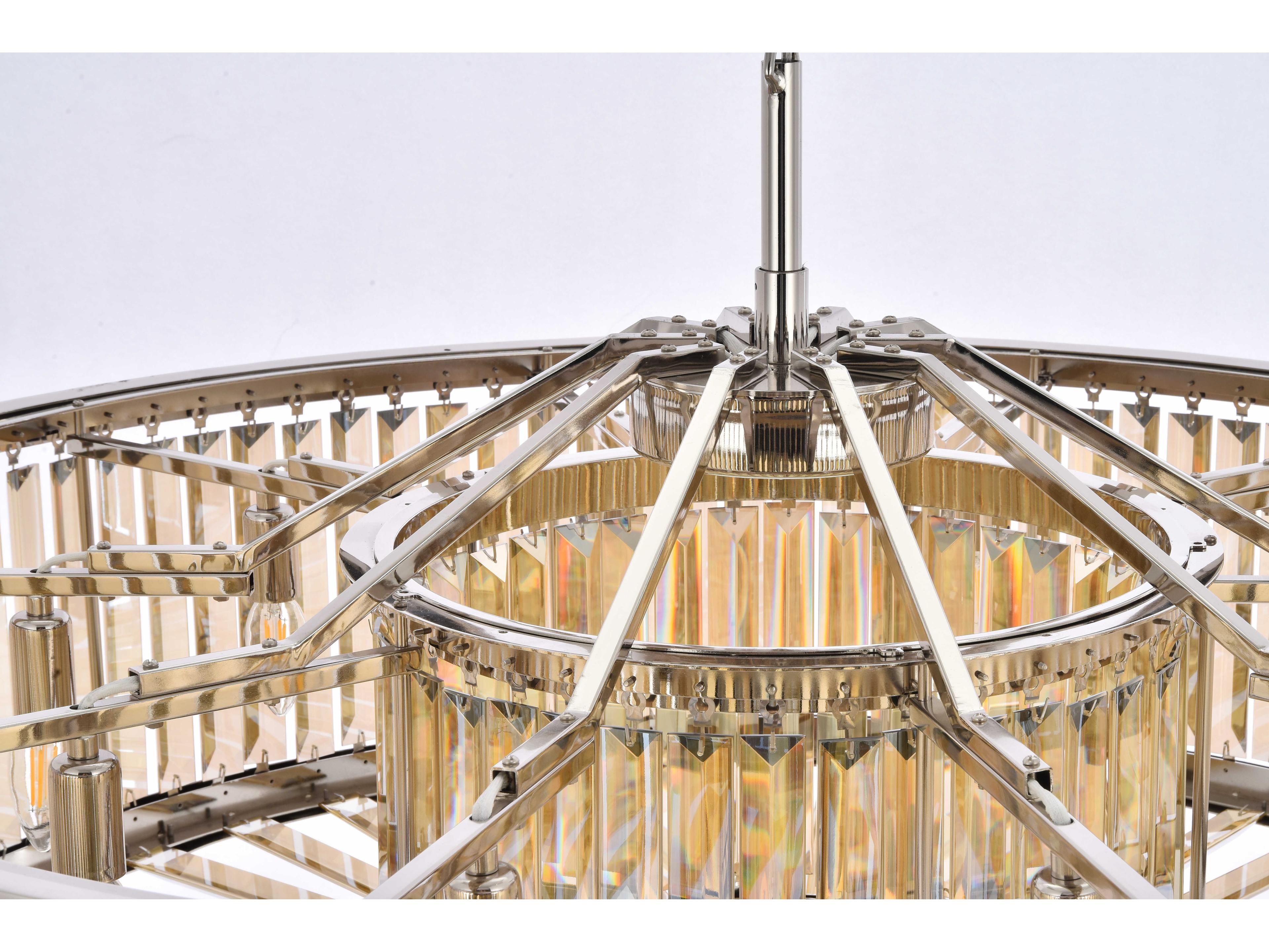 Elegant Lighting Chelsea 10-Light Polished Nickel Gold Crystal Drum Pendant