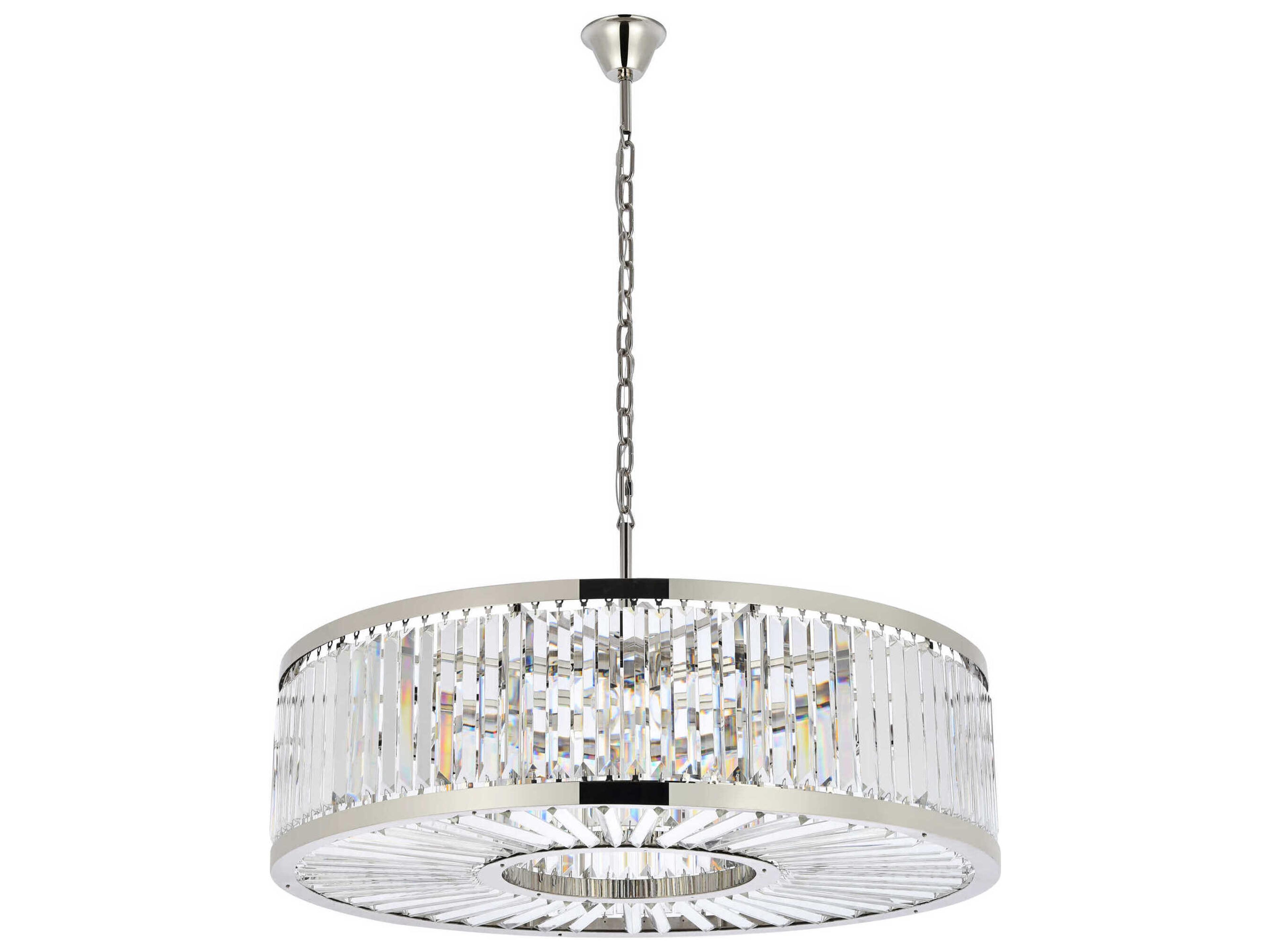 Elegant Lighting Chelsea 10-Light Polished Nickel Clear Crystal Drum Pendant