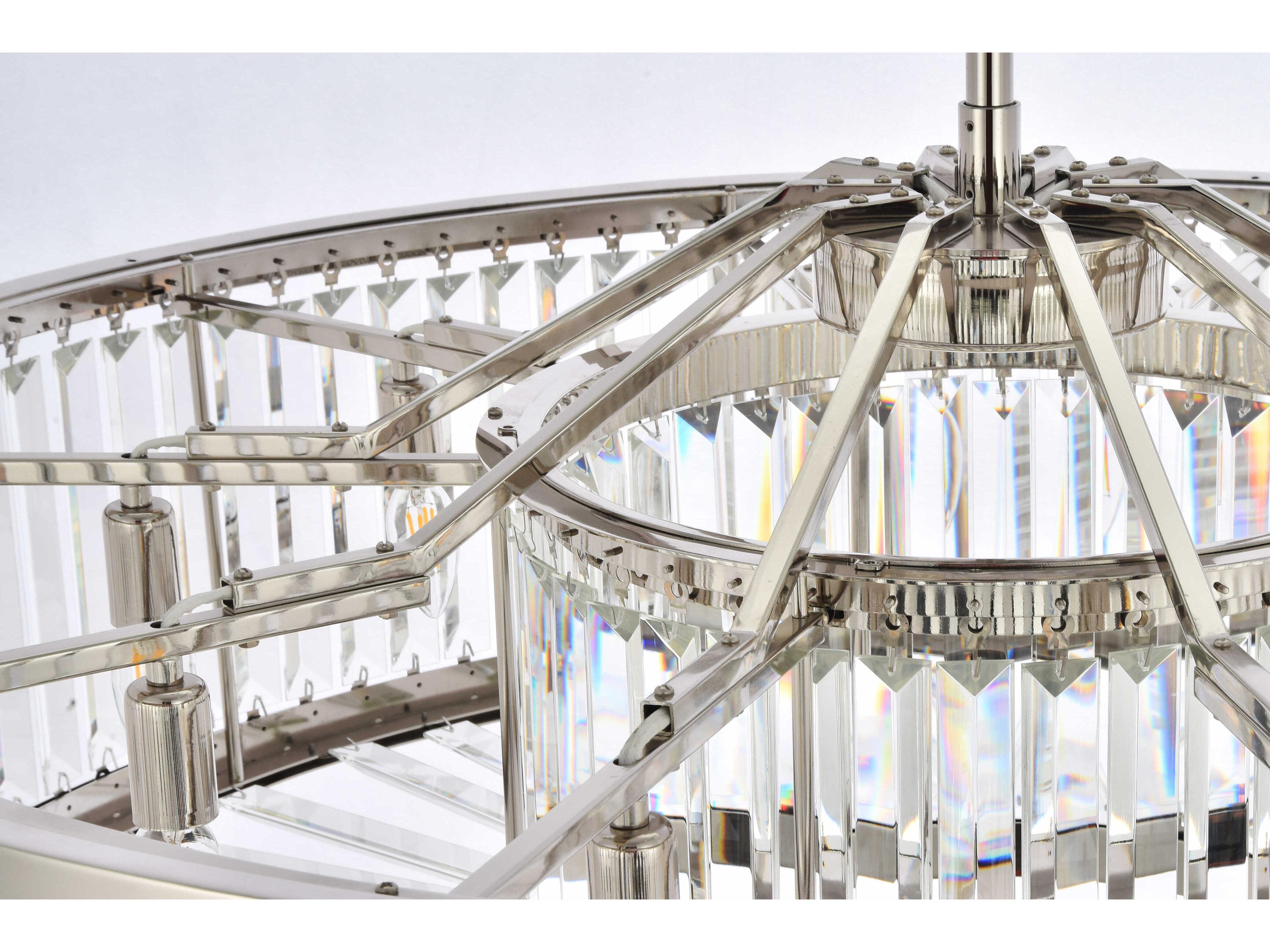 Elegant Lighting Chelsea 10-Light Polished Nickel Clear Crystal Drum Pendant