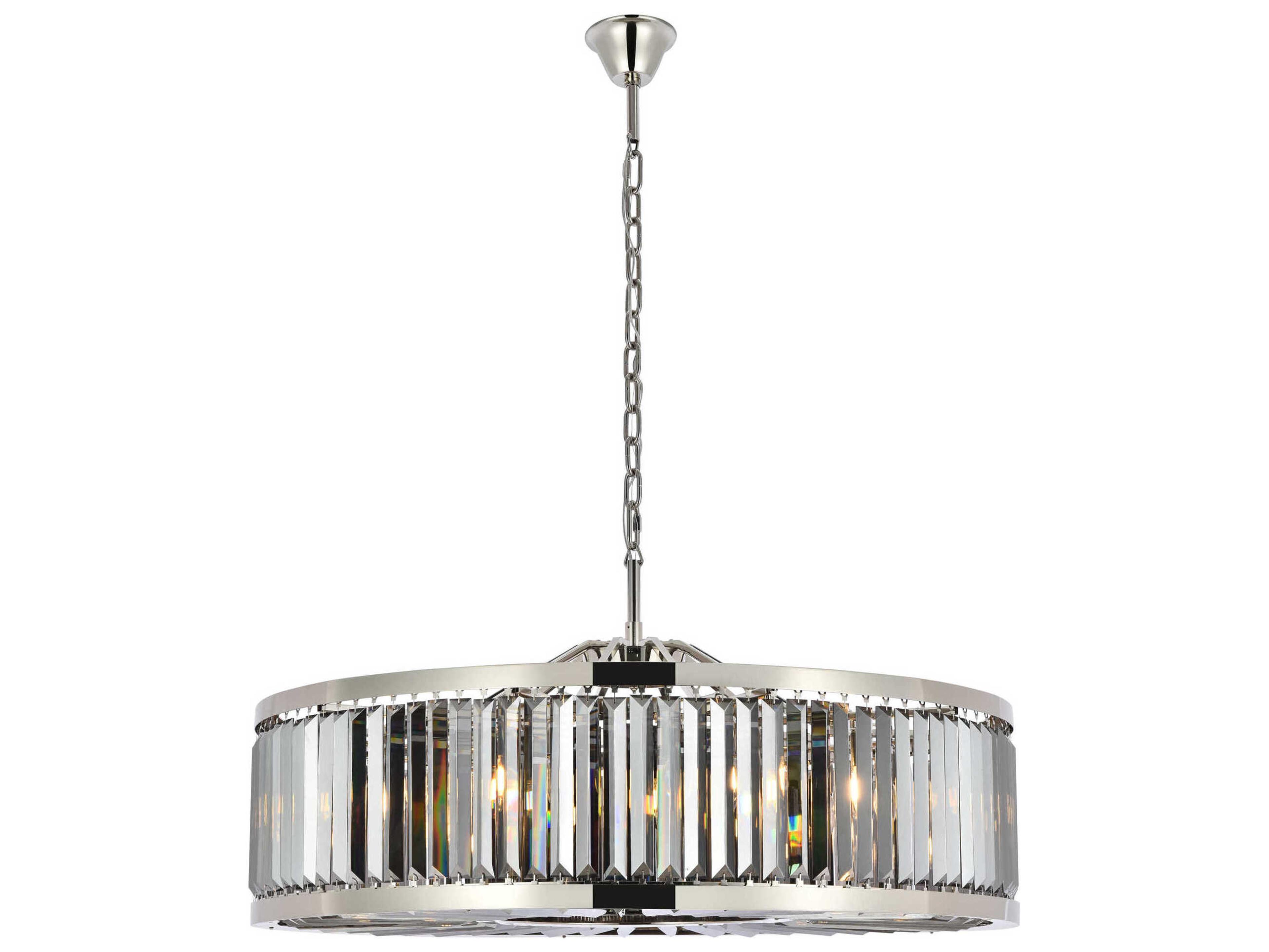Chelsea 10-Light Polished Nickel Silver Crystal Drum Pendant