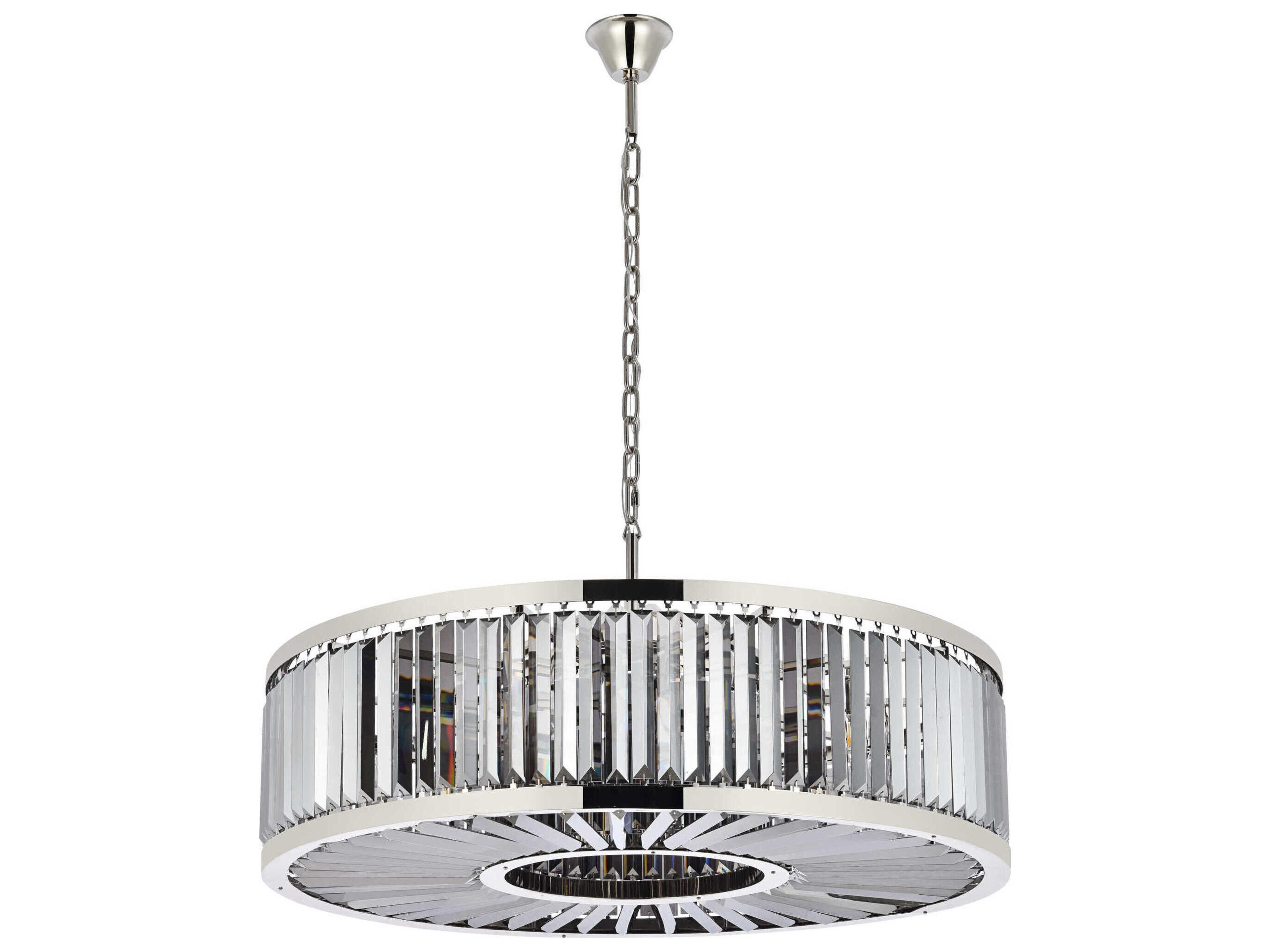 Elegant Lighting Chelsea 10-Light Polished Nickel Silver Crystal Drum Pendant