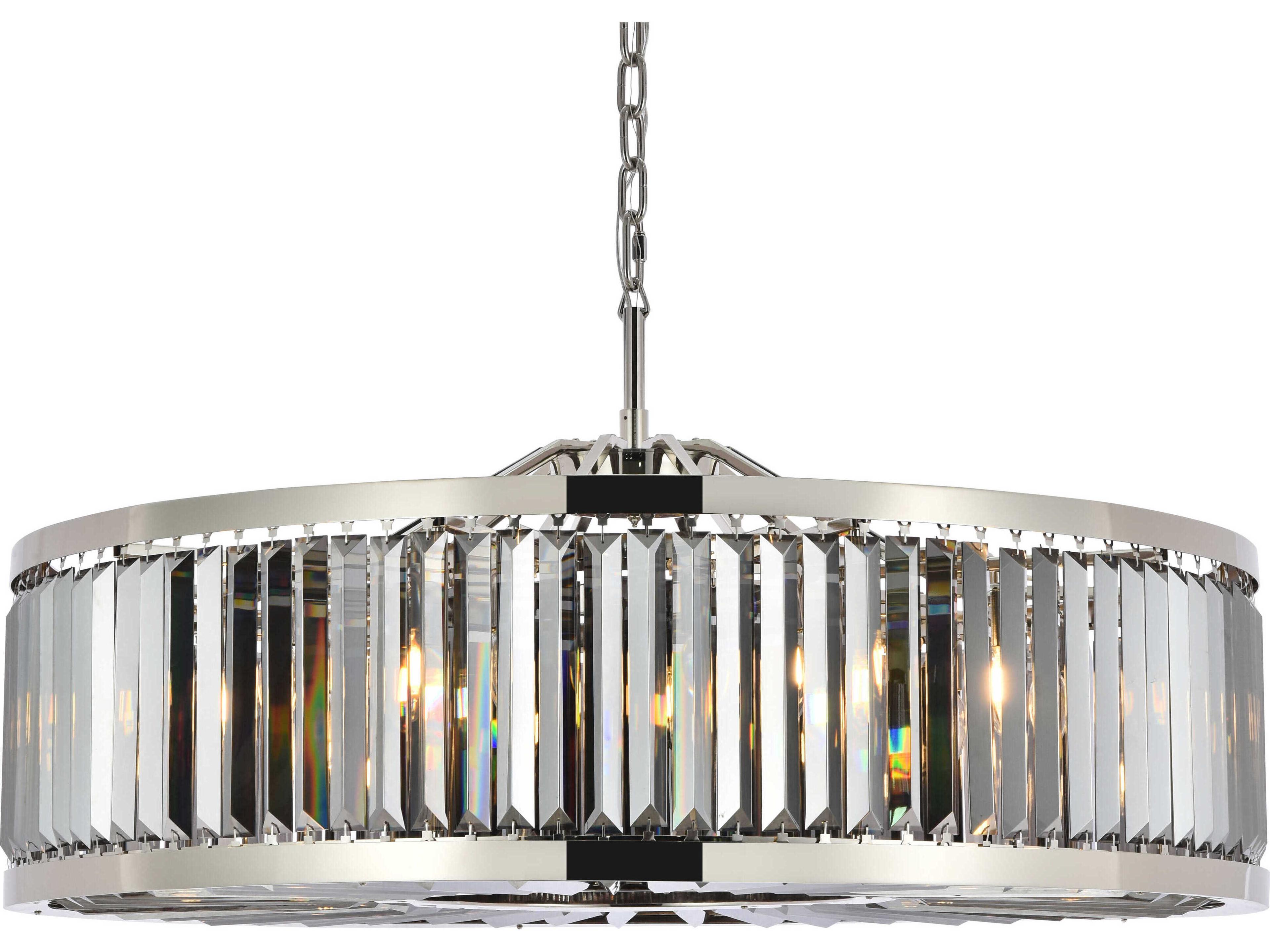 Elegant Lighting Chelsea 10-Light Polished Nickel Silver Crystal Drum Pendant