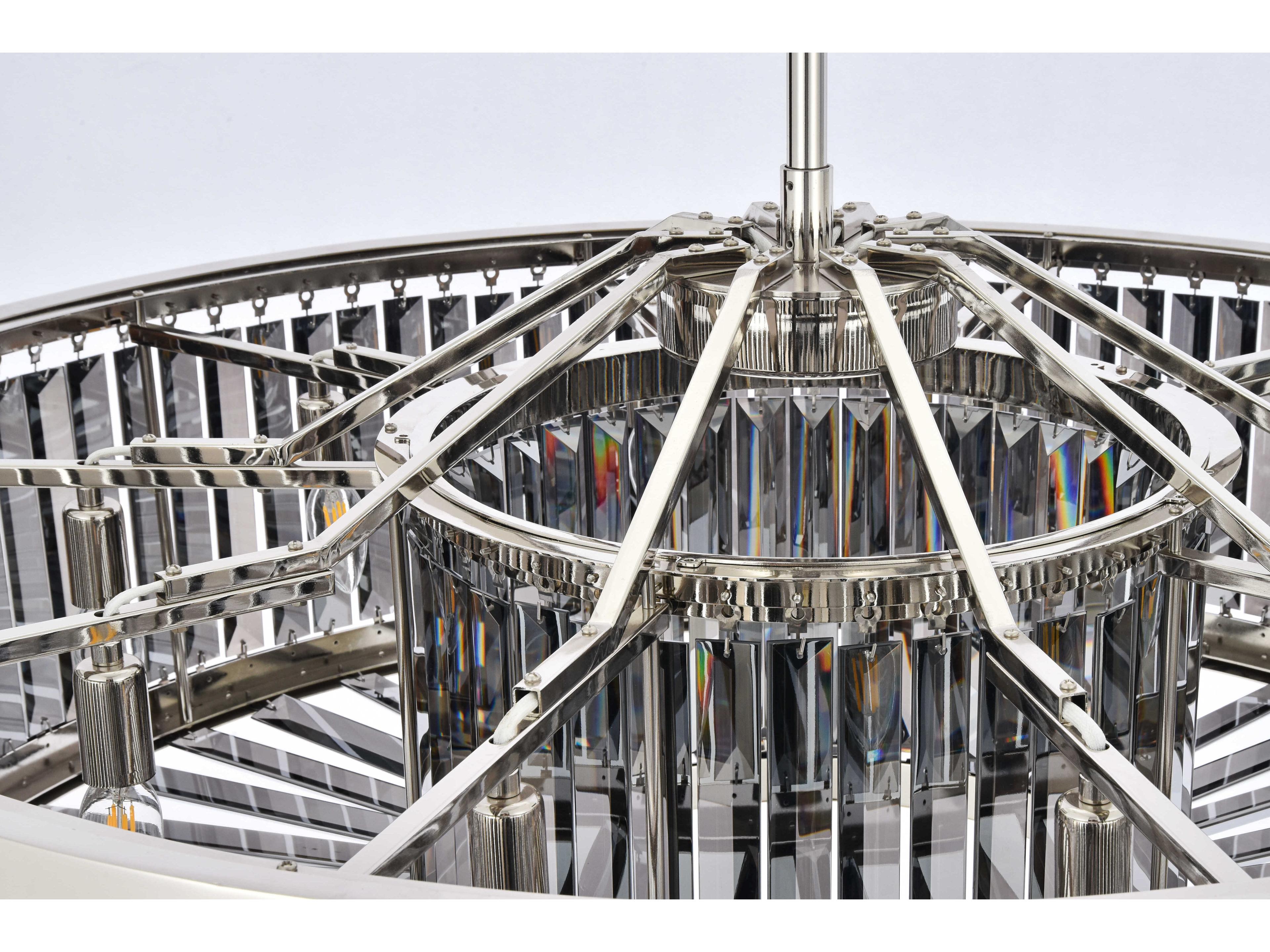 Elegant Lighting Chelsea 10-Light Polished Nickel Silver Crystal Drum Pendant