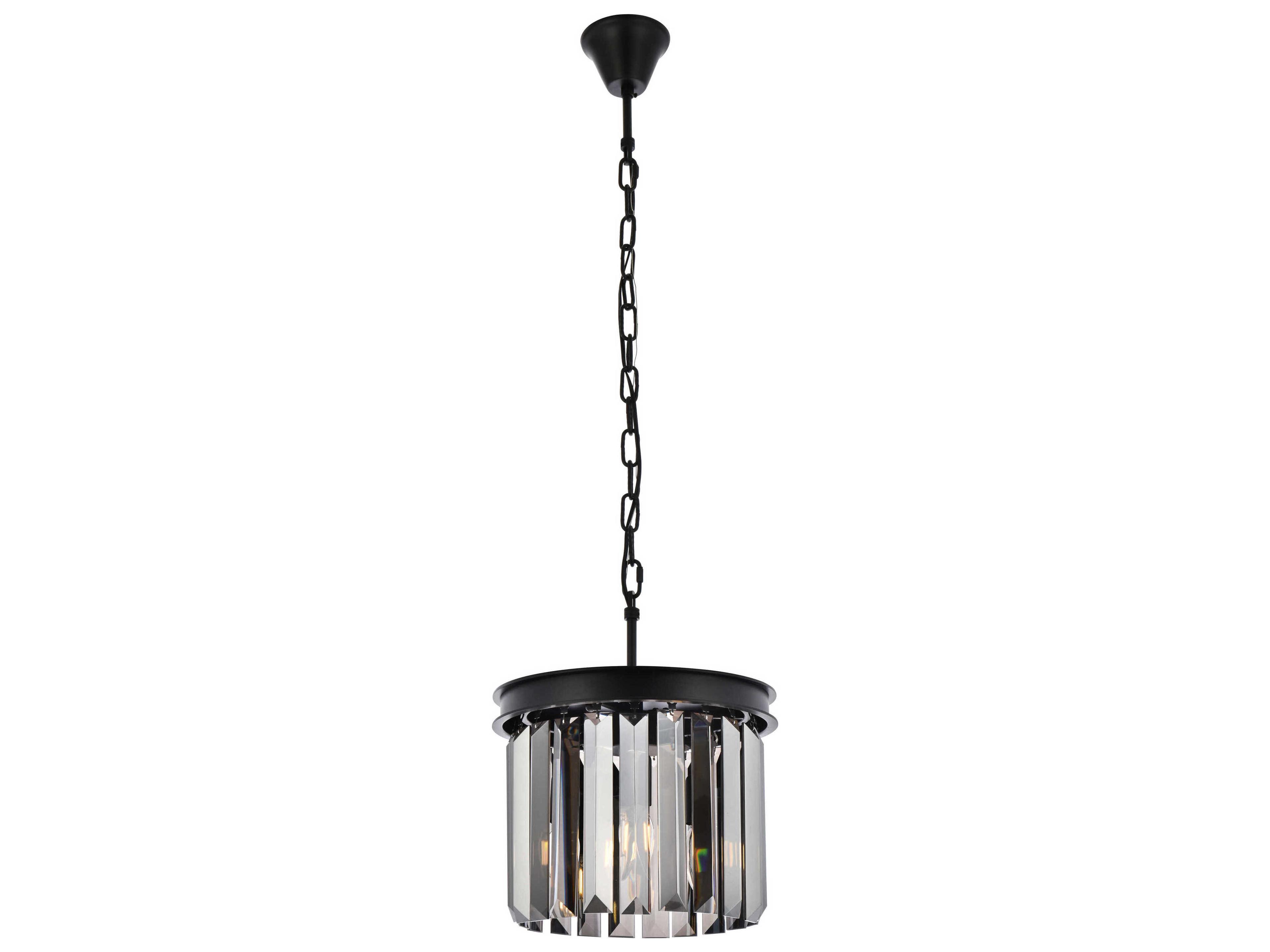 Sydney 3-Light Matte Black Silver Crystal Drum Mini Pendant