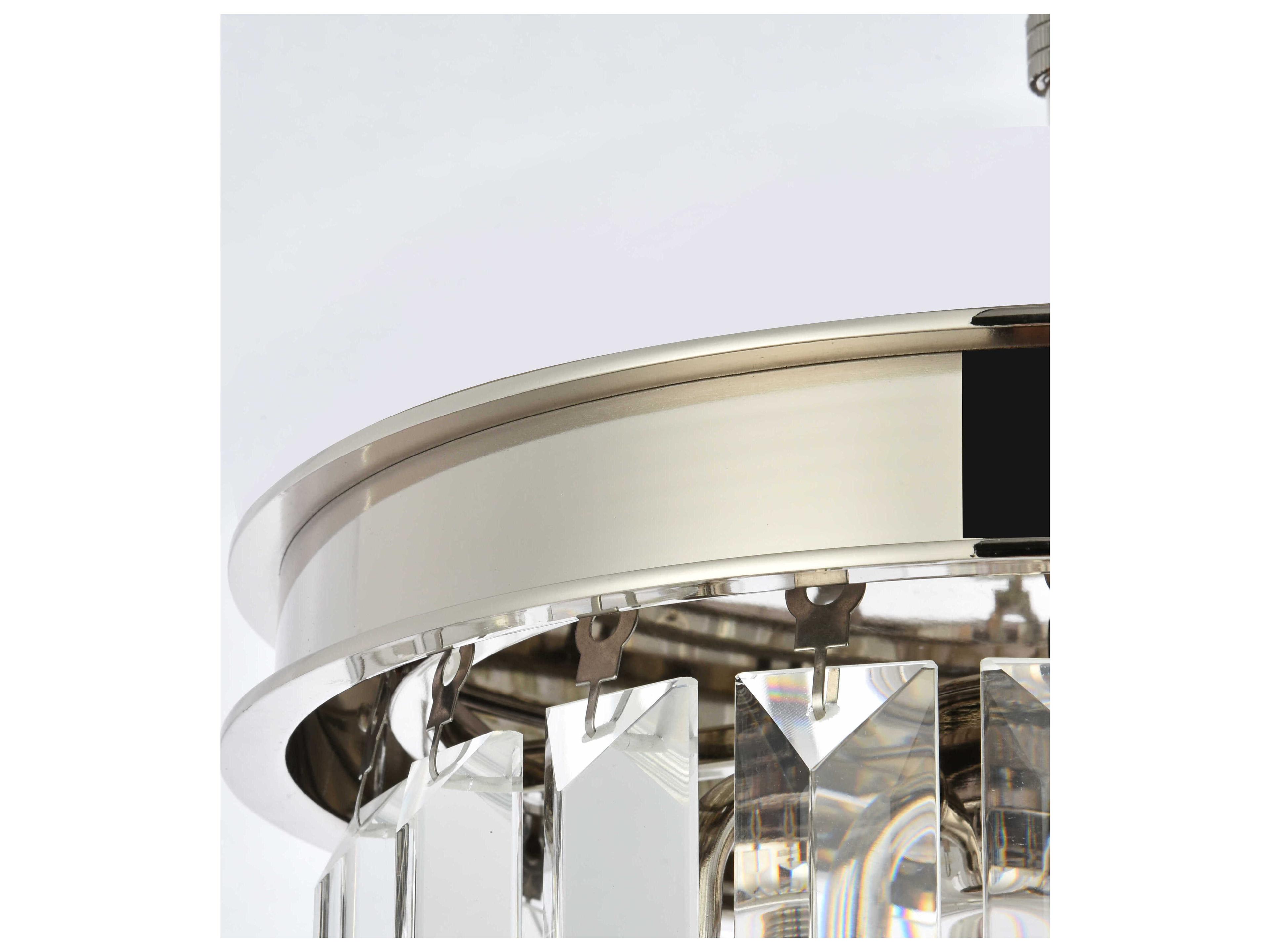 Elegant Lighting Sydney 3-Light Polished Nickel Clear Crystal Drum Mini Pendant