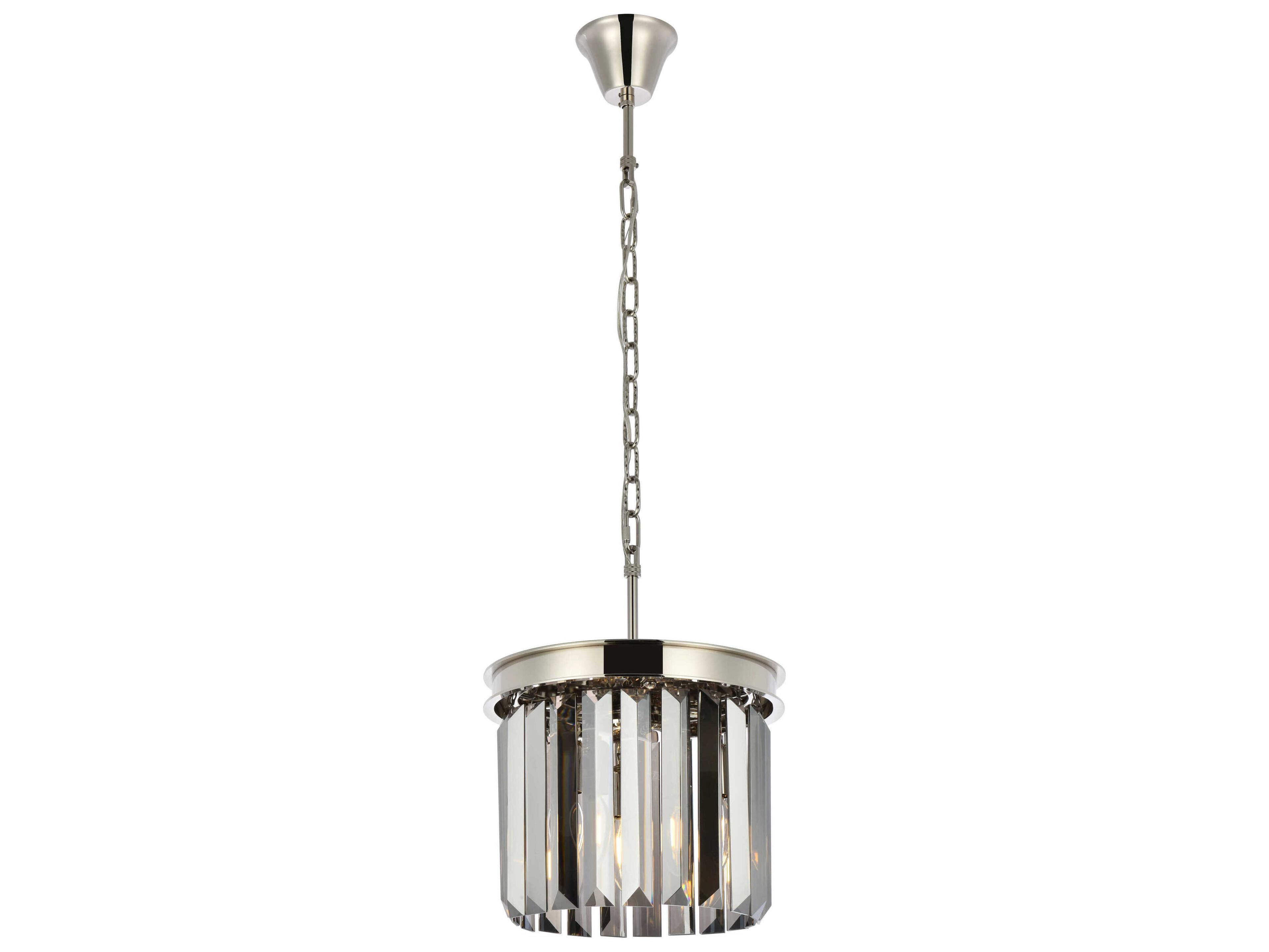 Sydney 3-Light Polished Nickel Silver Crystal Drum Mini Pendant