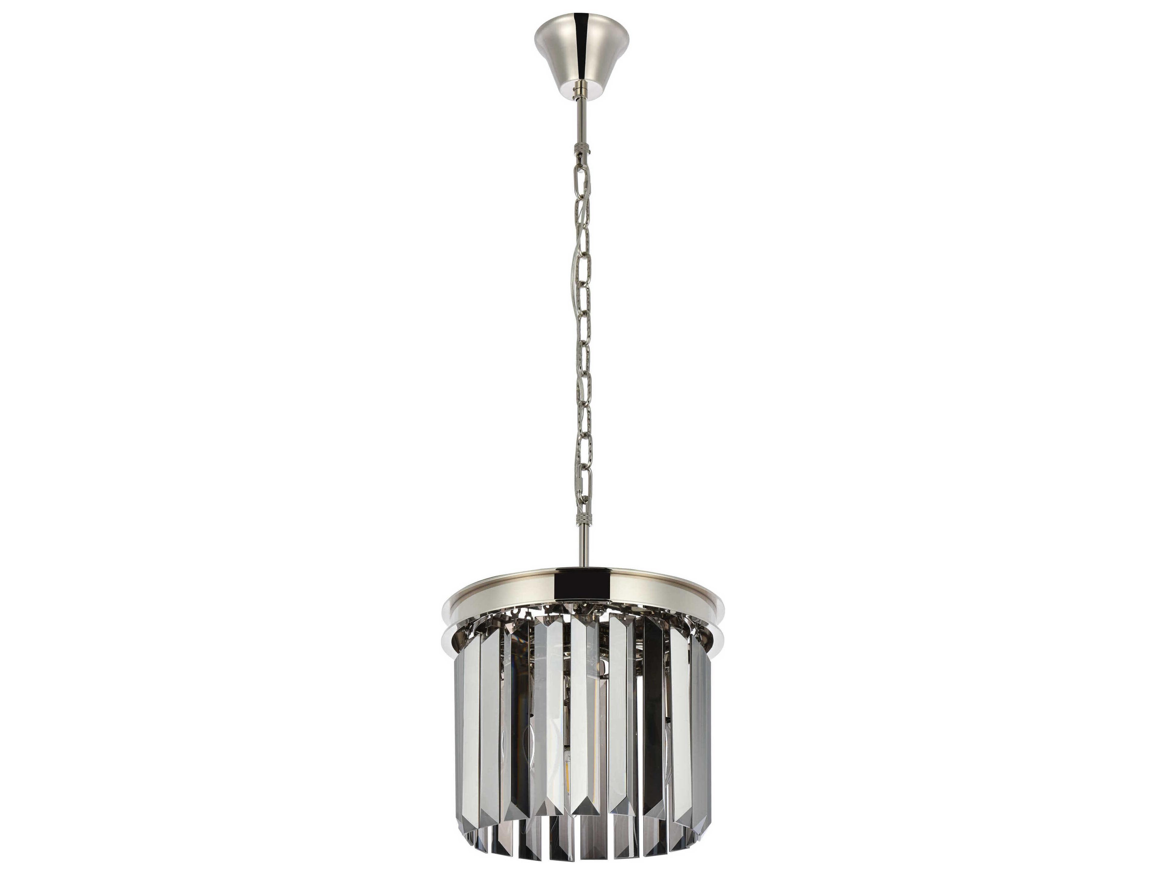 Elegant Lighting Sydney 3-Light Polished Nickel Silver Crystal Drum Mini Pendant