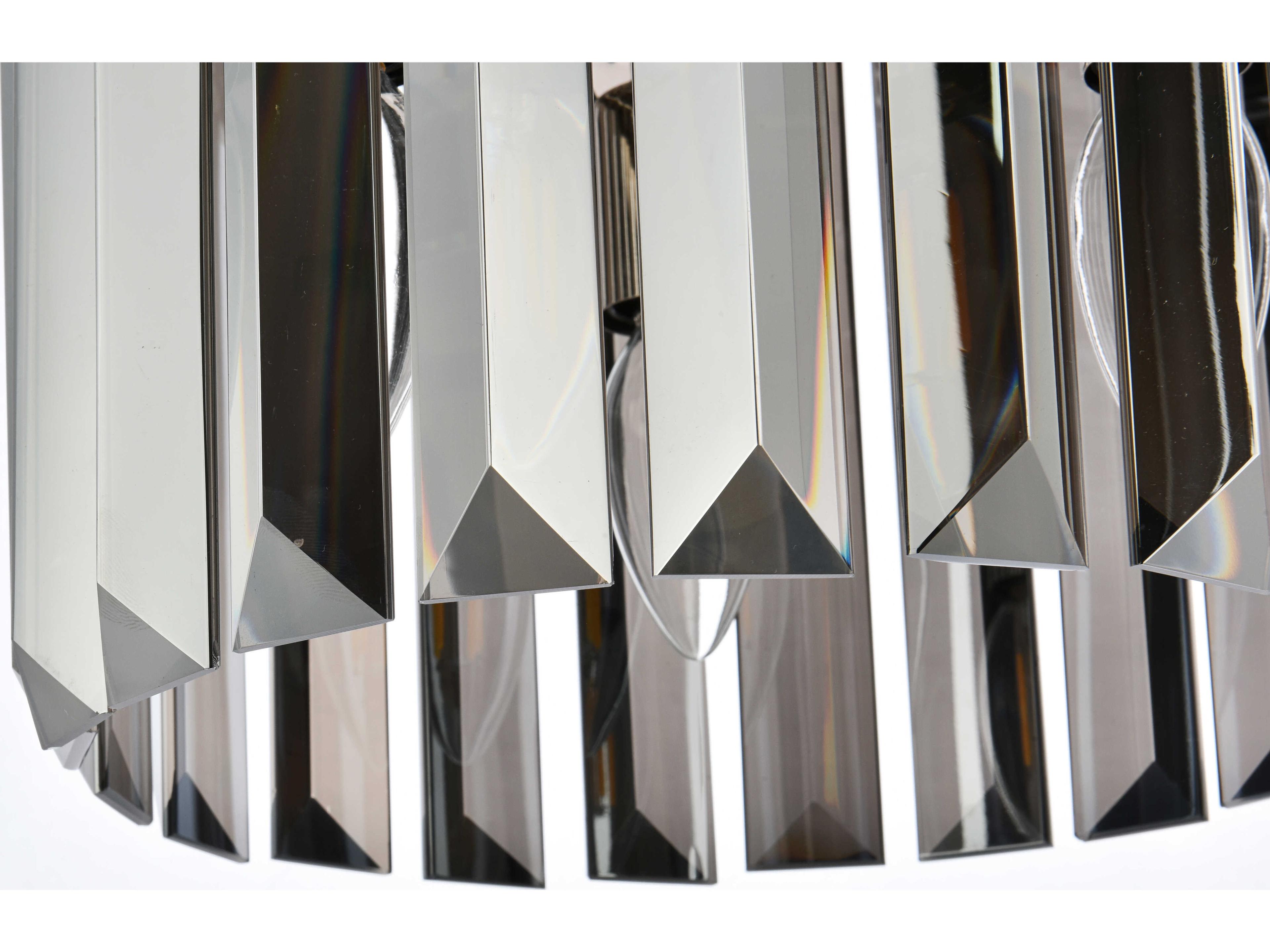 Elegant Lighting Sydney 3-Light Polished Nickel Silver Crystal Drum Mini Pendant