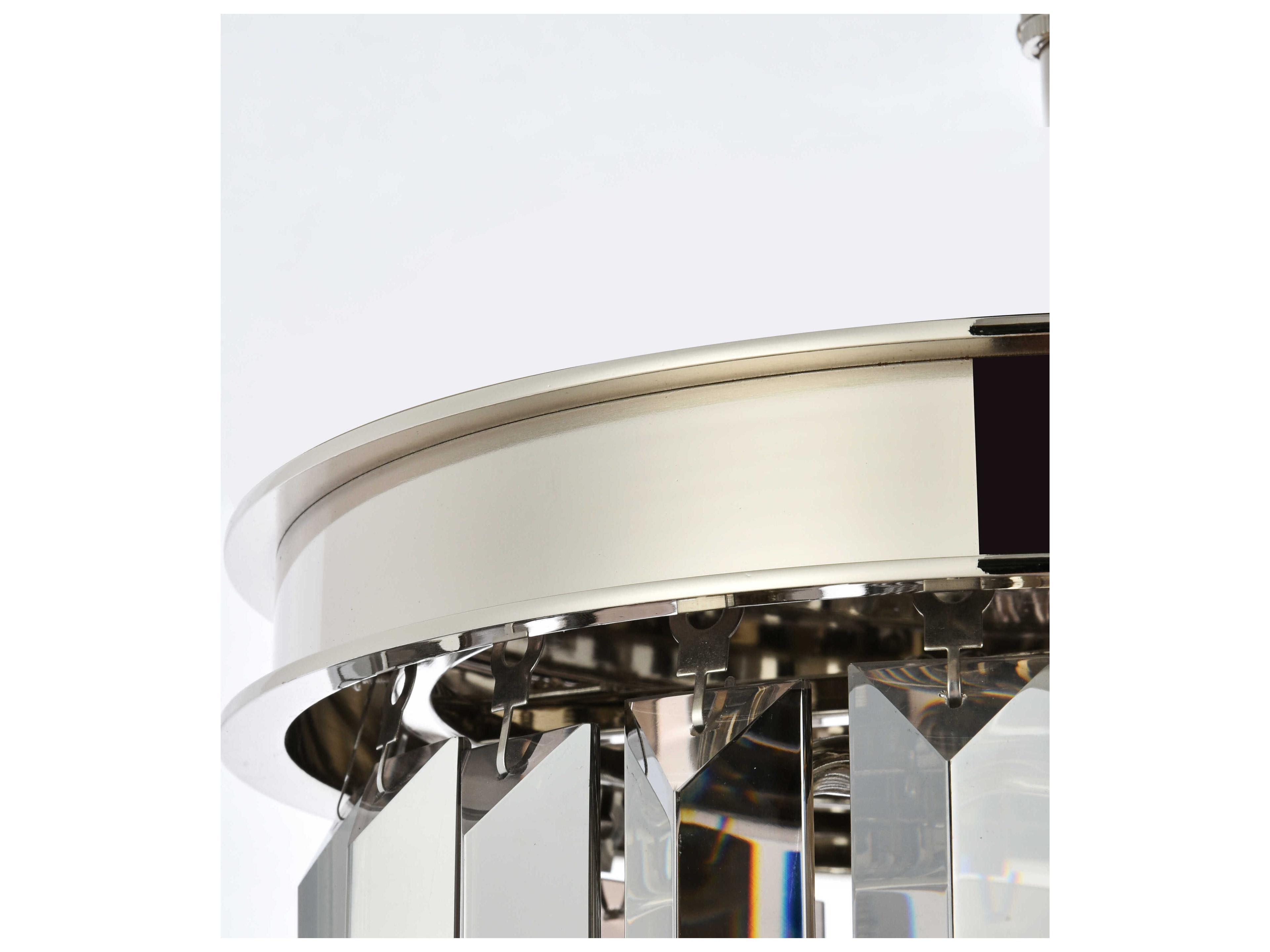 Elegant Lighting Sydney 3-Light Polished Nickel Silver Crystal Drum Mini Pendant