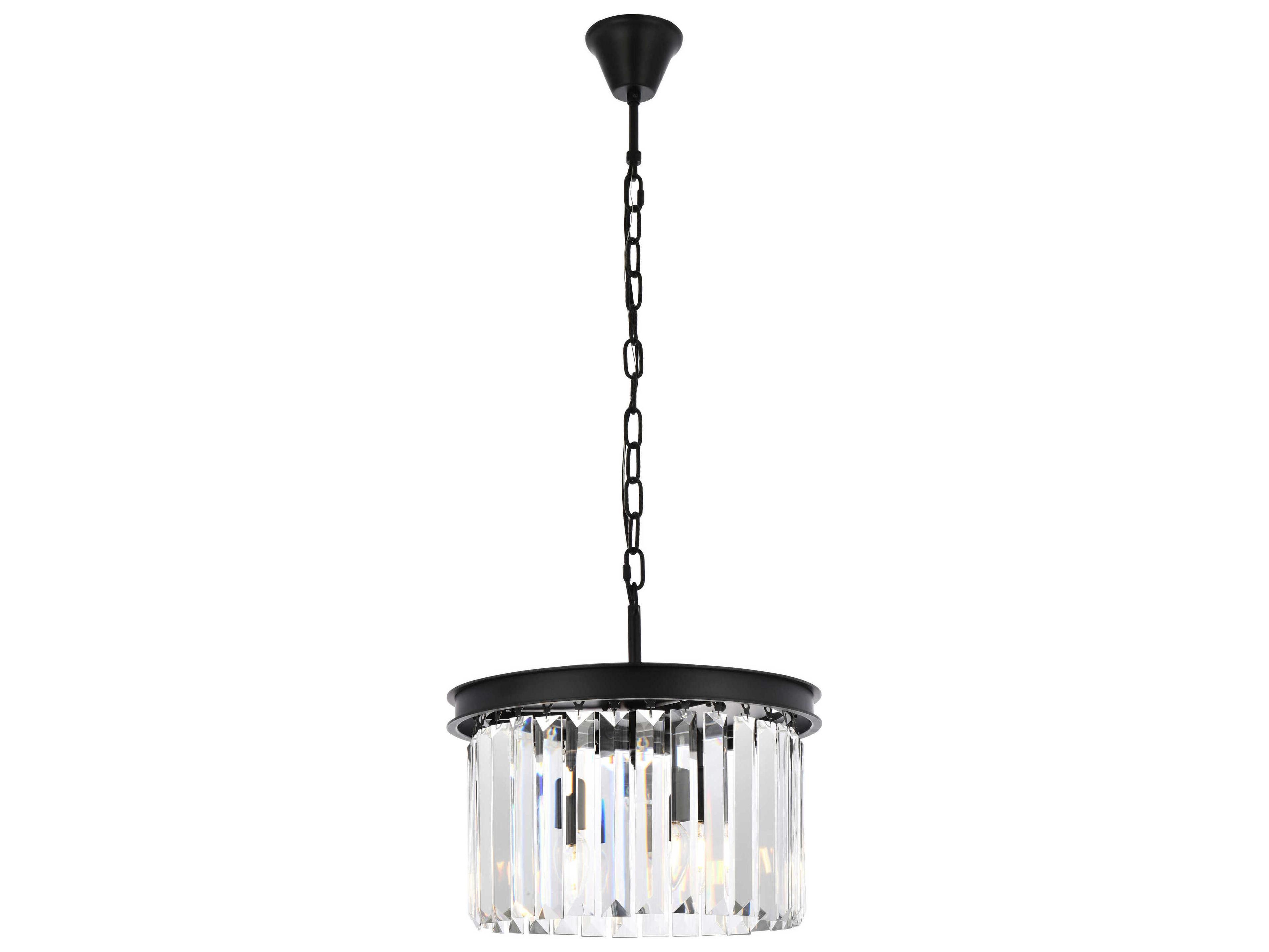 Sydney 3-Light Matte Black Clear Crystal Pendant