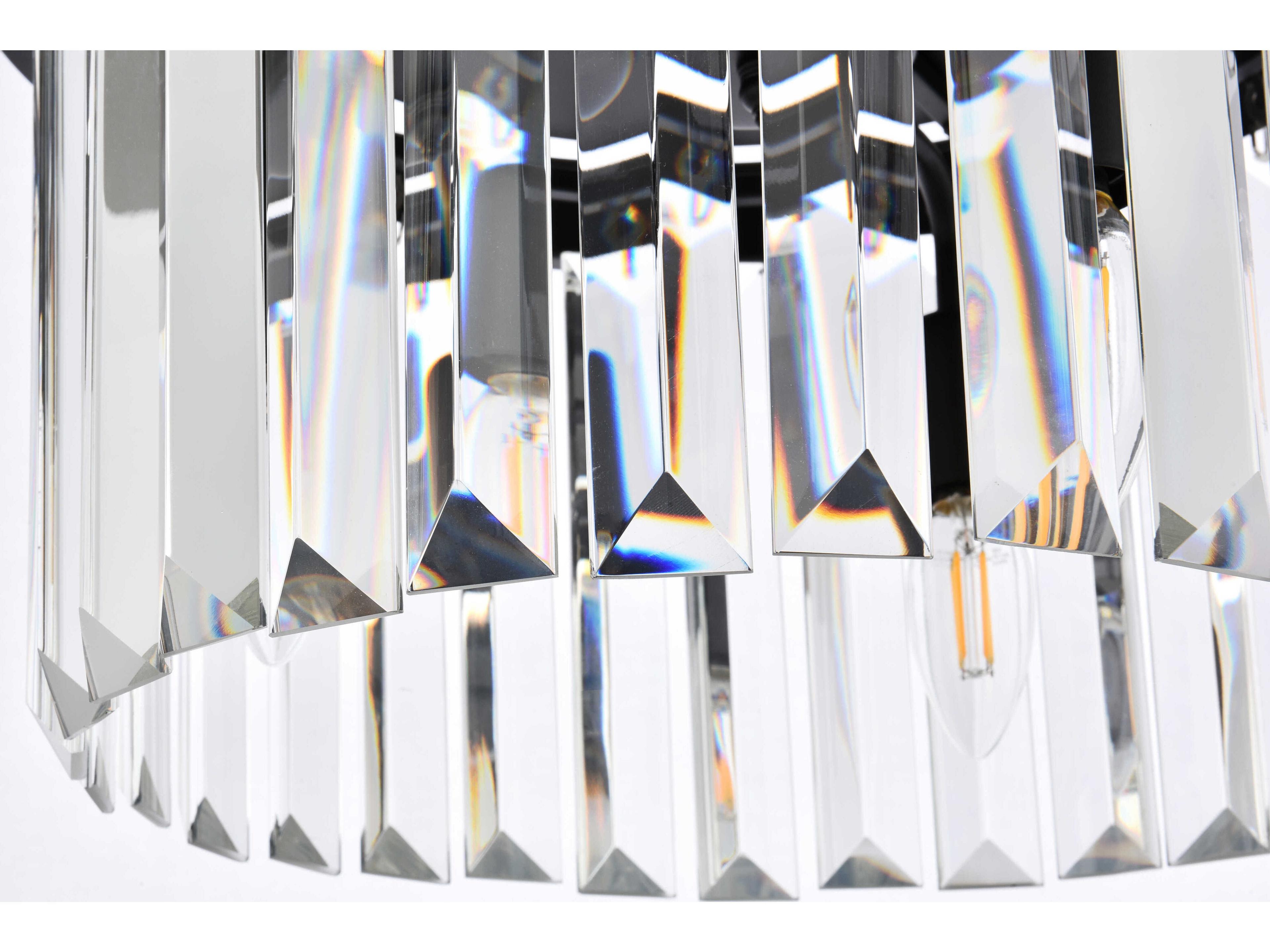 Elegant Lighting Sydney 3-Light Matte Black Clear Crystal Pendant