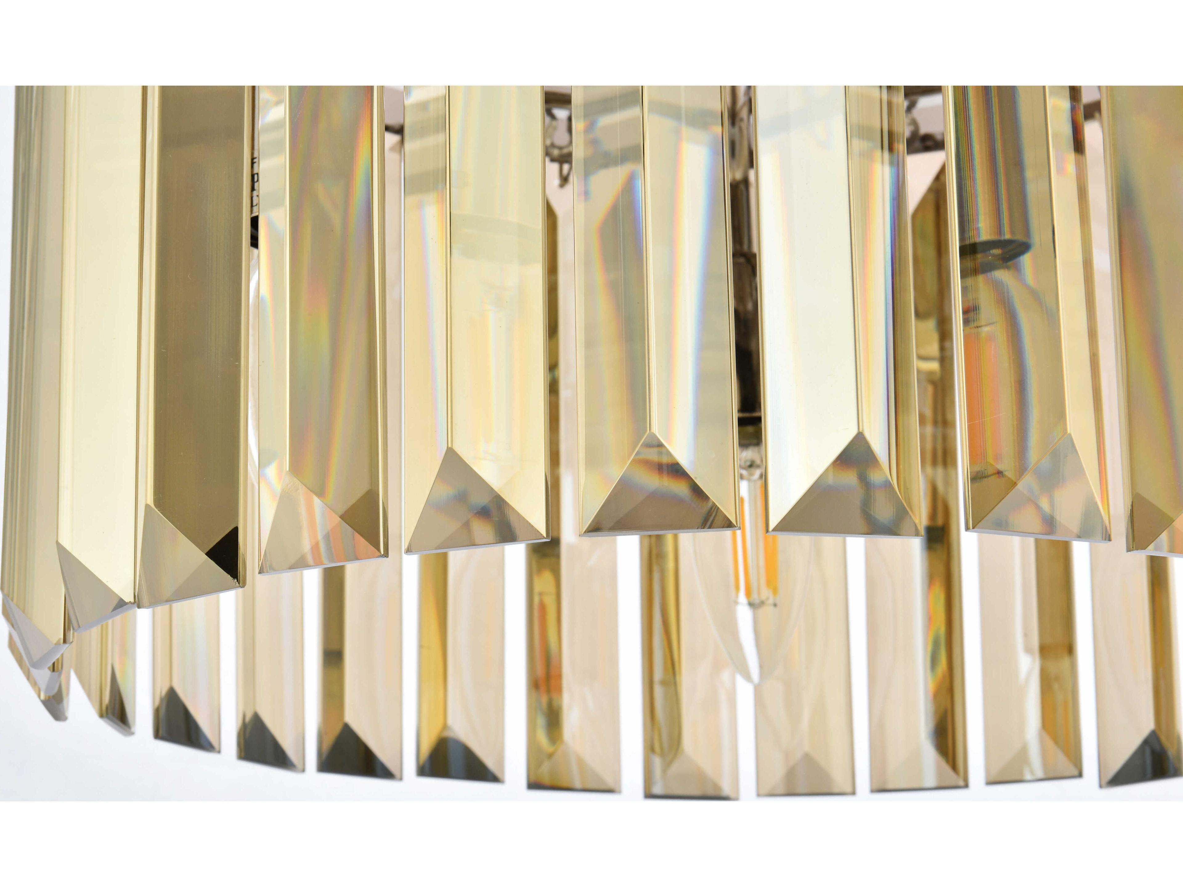 Elegant Lighting Sydney 3-Light Polished Nickel Gold Crystal Drum Pendant