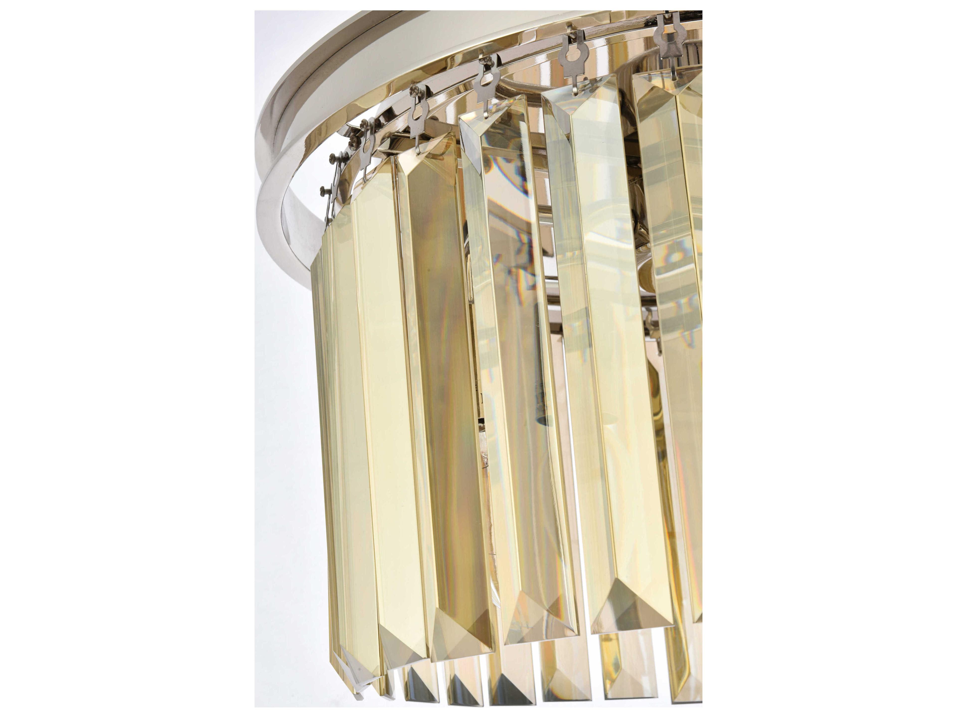 Elegant Lighting Sydney 3-Light Polished Nickel Gold Crystal Drum Pendant