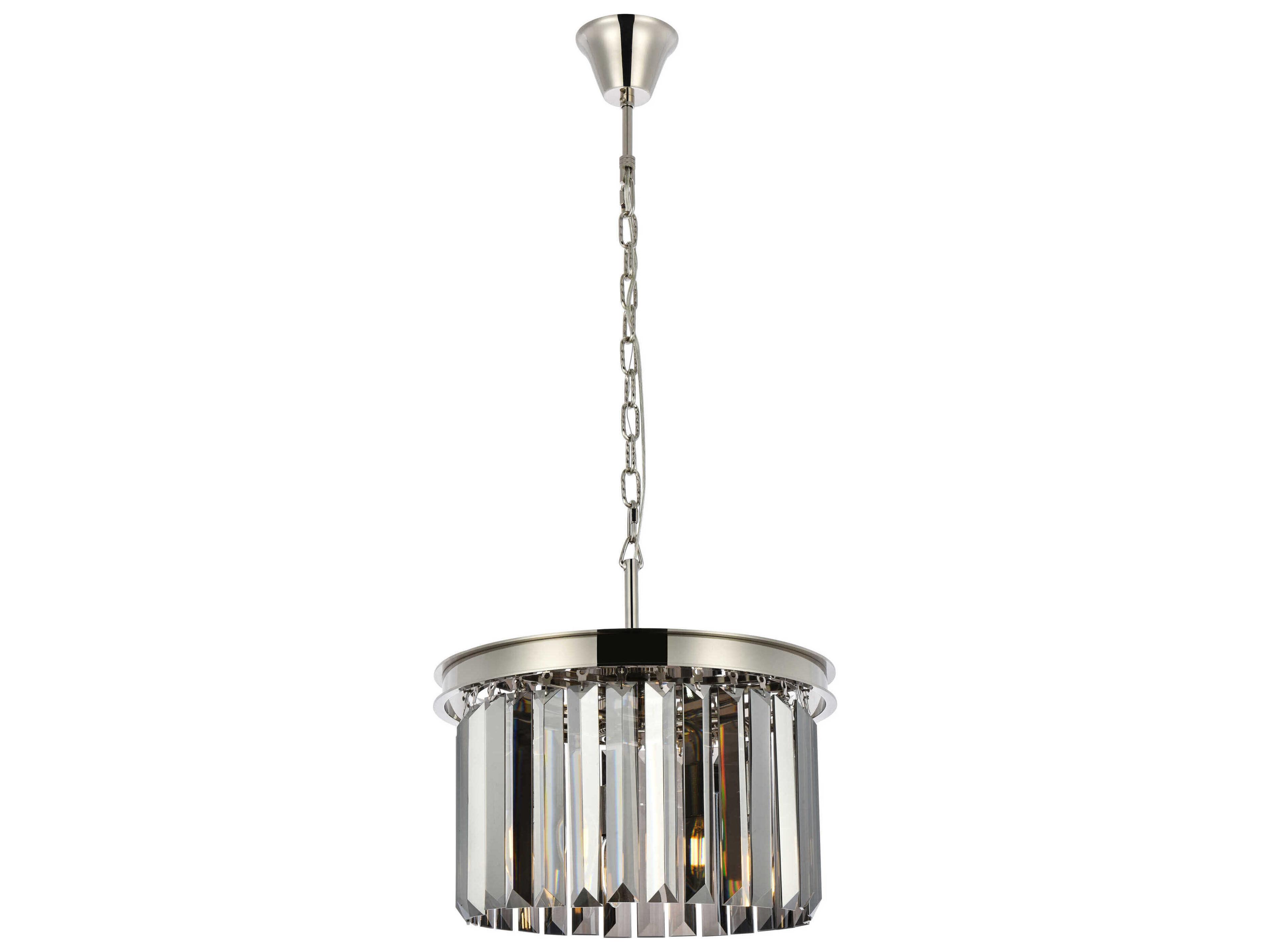 Sydney 3-Light Polished Nickel Silver Crystal Drum Pendant