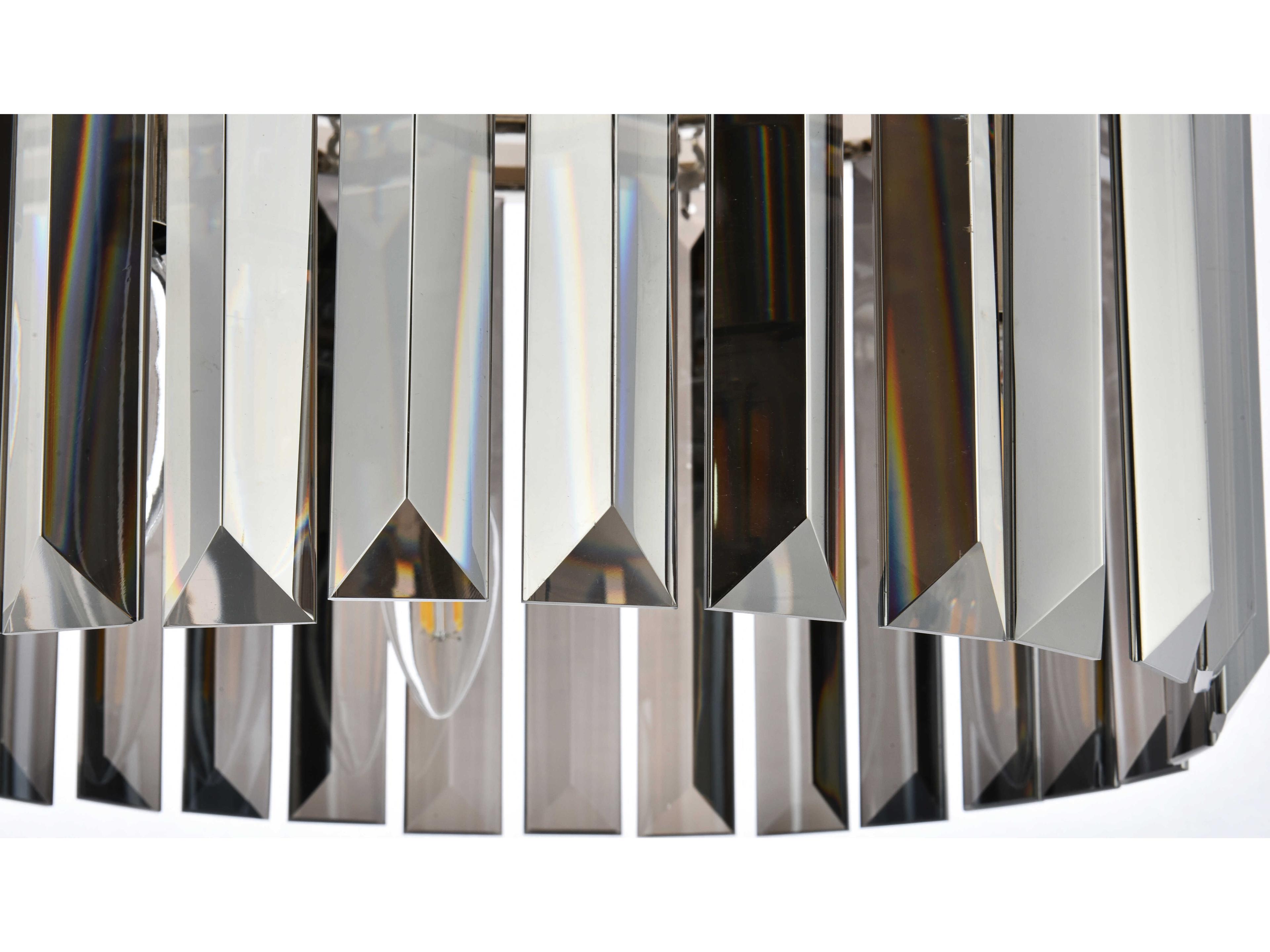 Elegant Lighting Sydney 3-Light Polished Nickel Silver Crystal Drum Pendant