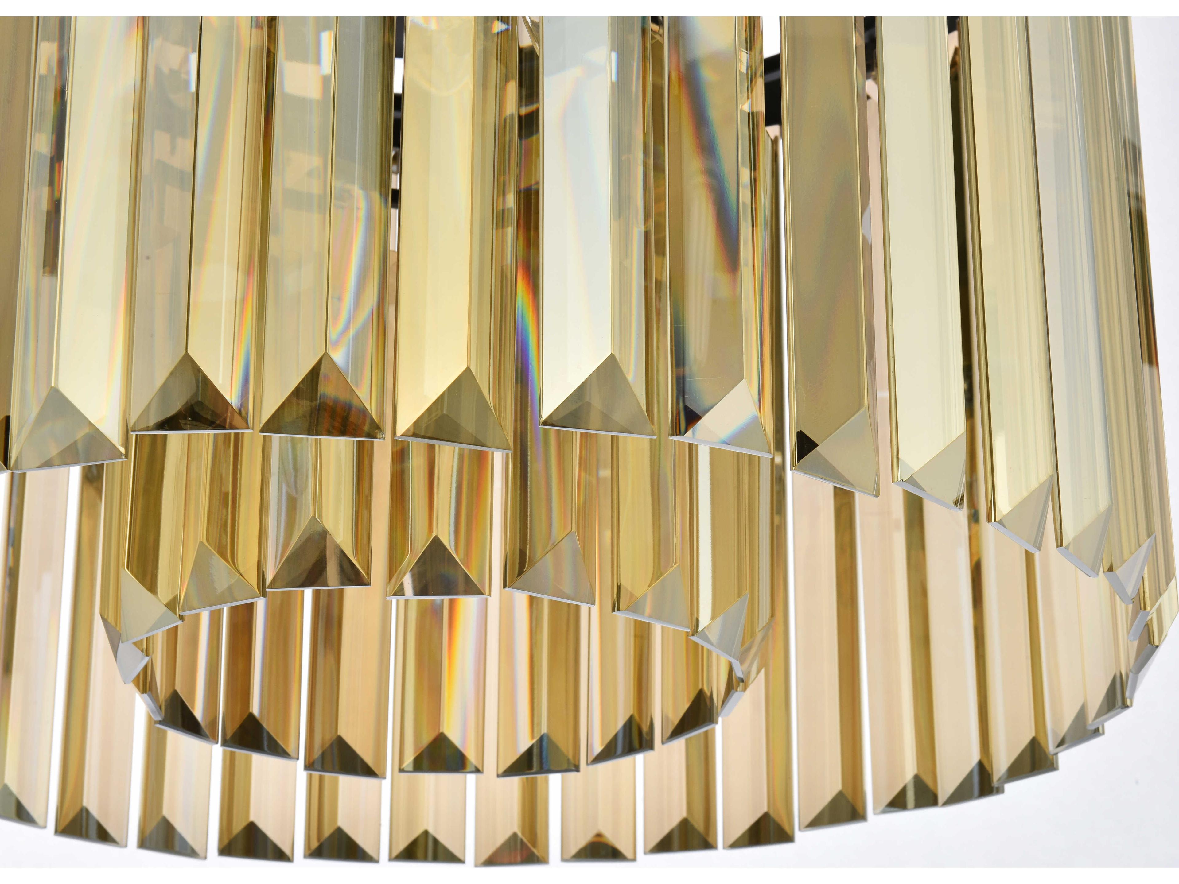 Elegant Lighting Sydney 6-Light Matte Black Gold Crystal Drum Pendant