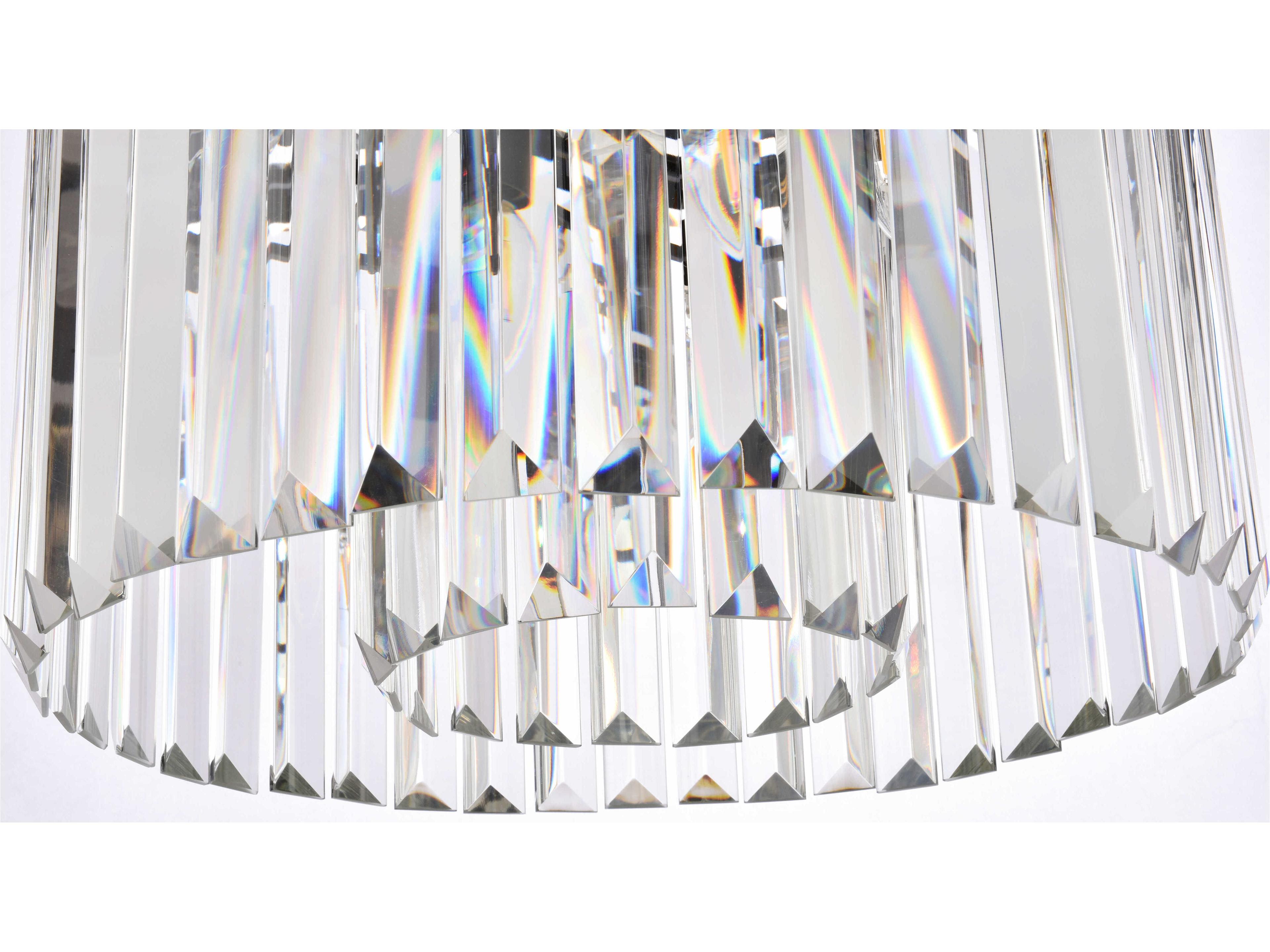 Elegant Lighting Sydney 6-Light Matte Black Clear Crystal Drum Pendant