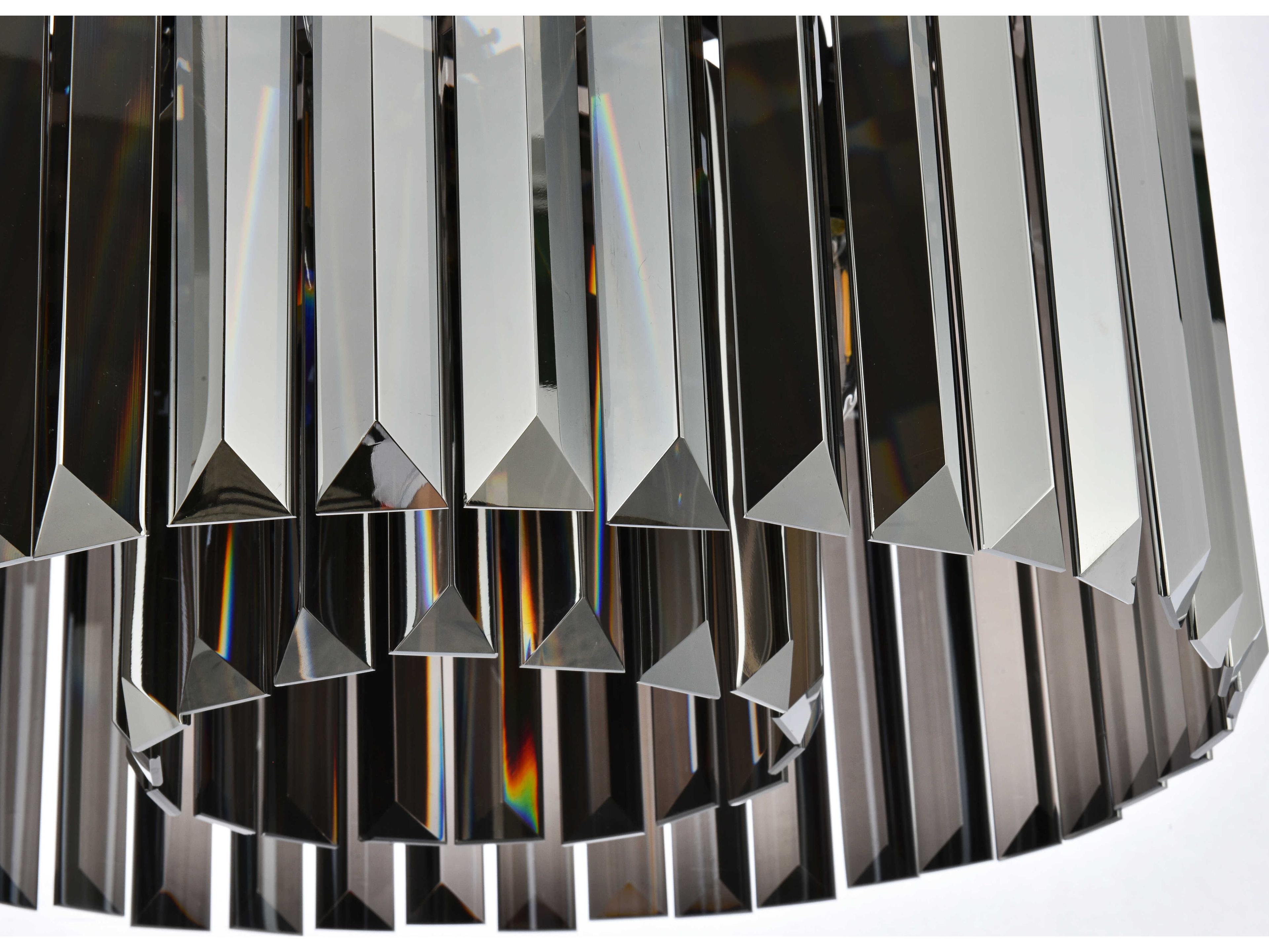 Elegant Lighting Sydney 6-Light Matte Black Silver Crystal Drum Pendant