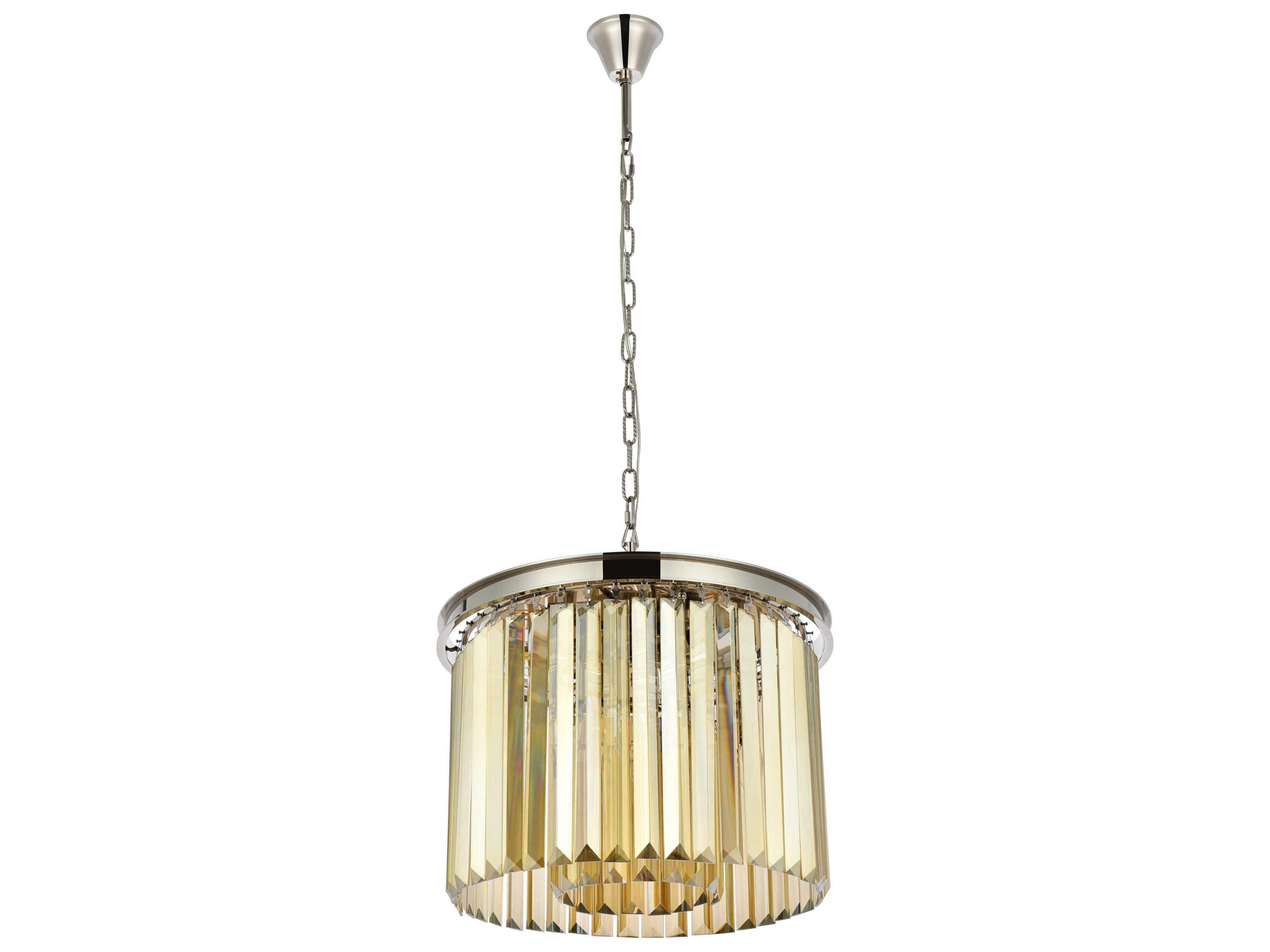 Elegant Lighting Sydney 6-Light Polished Nickel Gold Crystal Drum Pendant