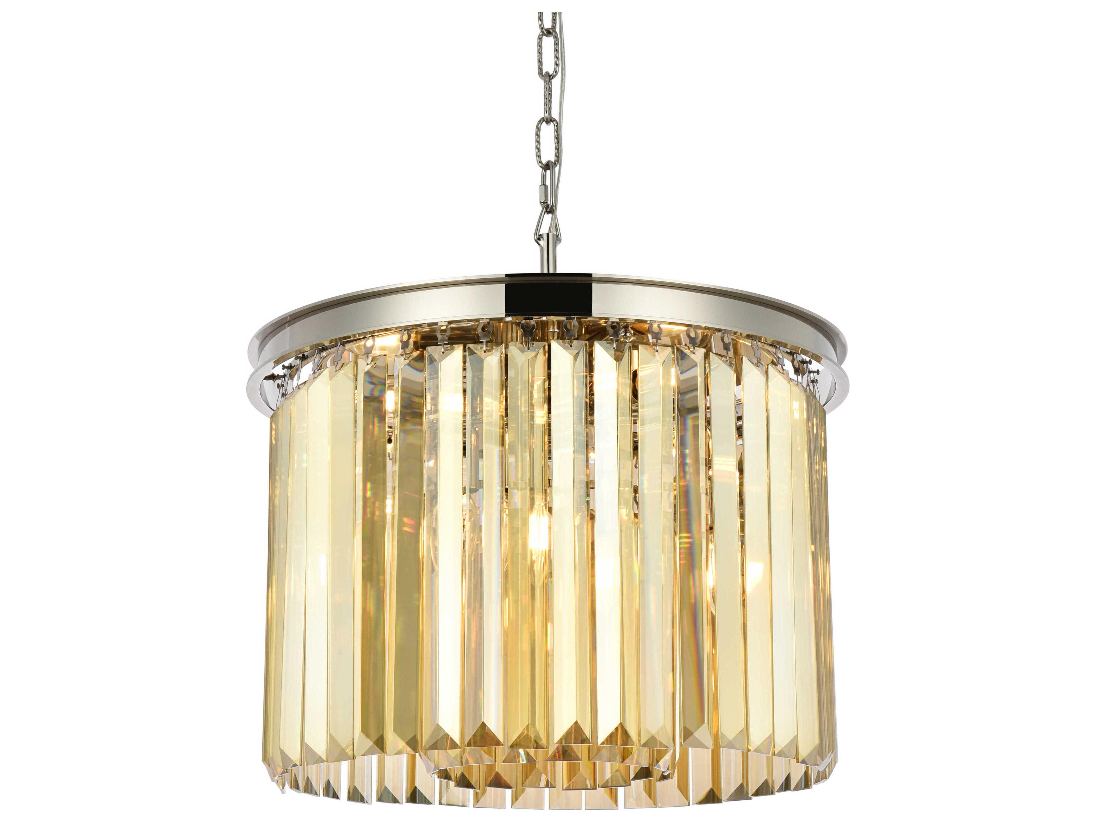Elegant Lighting Sydney 6-Light Polished Nickel Gold Crystal Drum Pendant