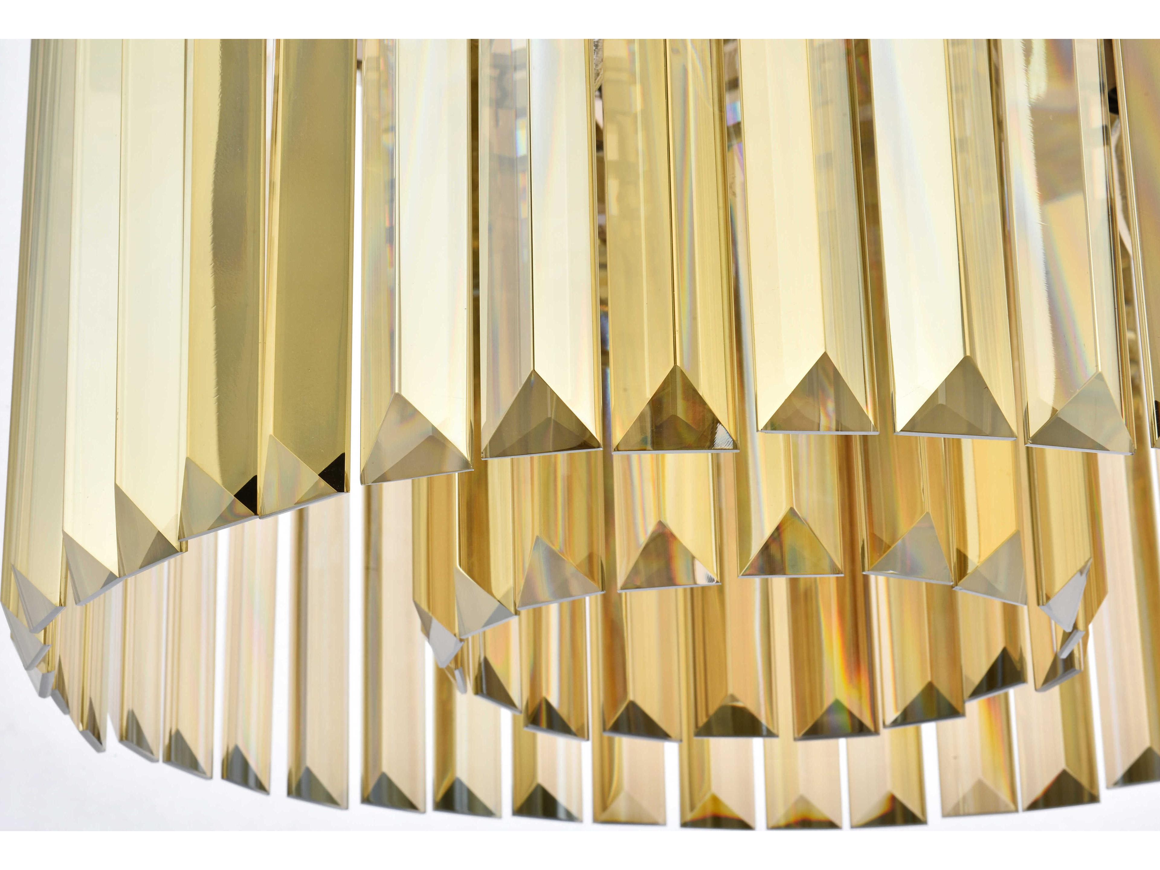 Elegant Lighting Sydney 6-Light Polished Nickel Gold Crystal Drum Pendant