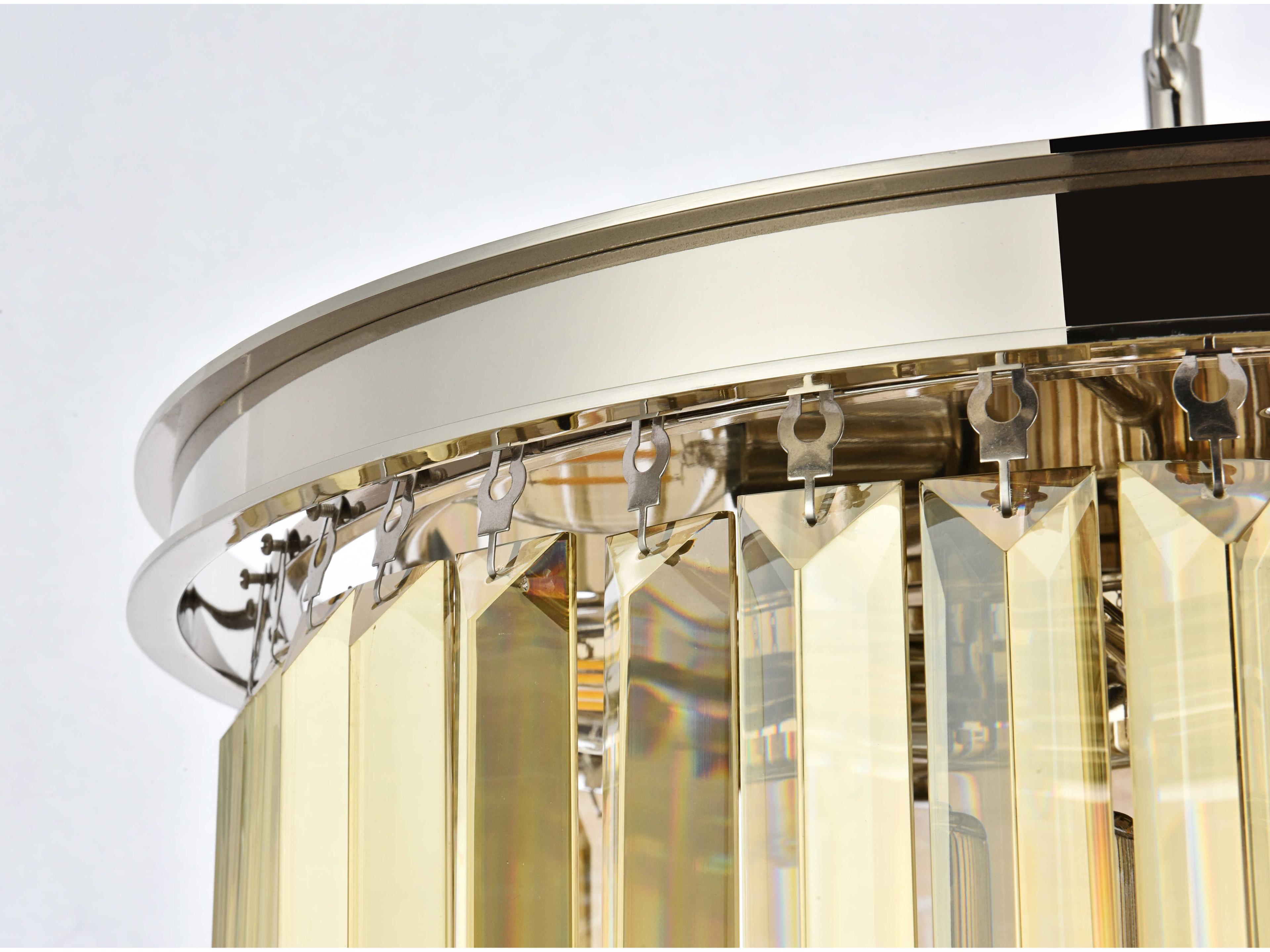 Elegant Lighting Sydney 6-Light Polished Nickel Gold Crystal Drum Pendant