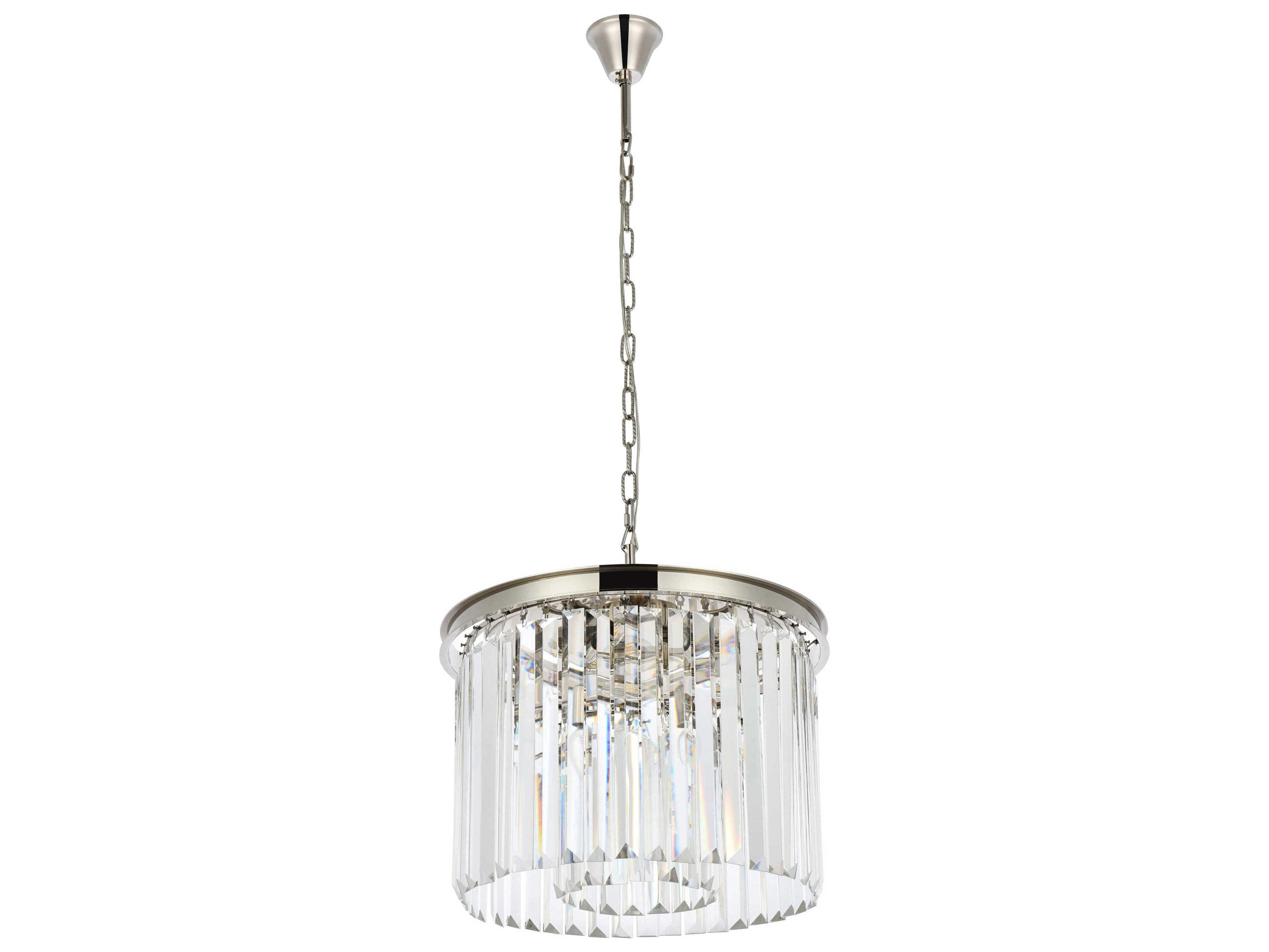 Elegant Lighting Sydney 6-Light Polished Nickel Clear Crystal Drum Pendant