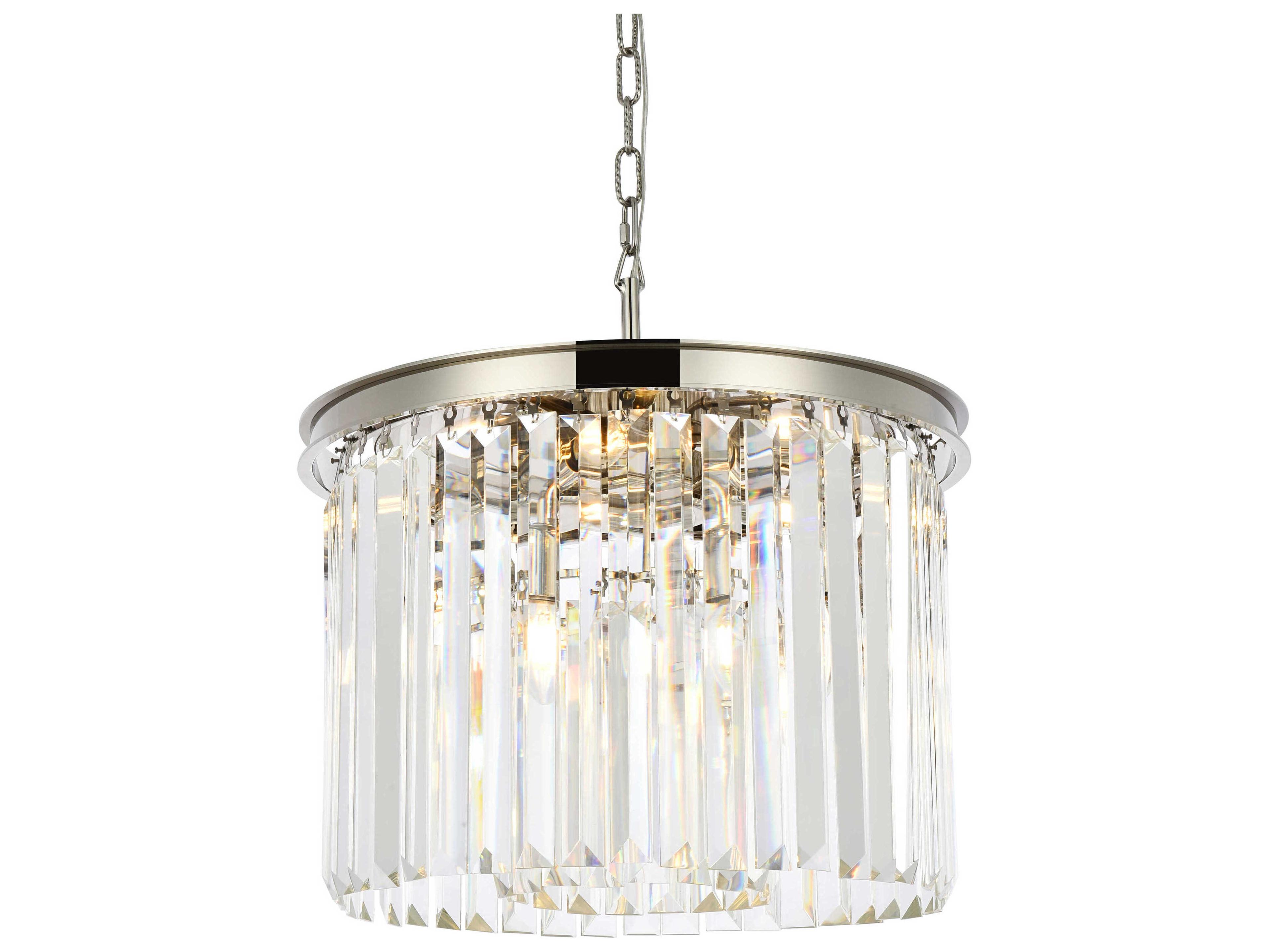 Elegant Lighting Sydney 6-Light Polished Nickel Clear Crystal Drum Pendant
