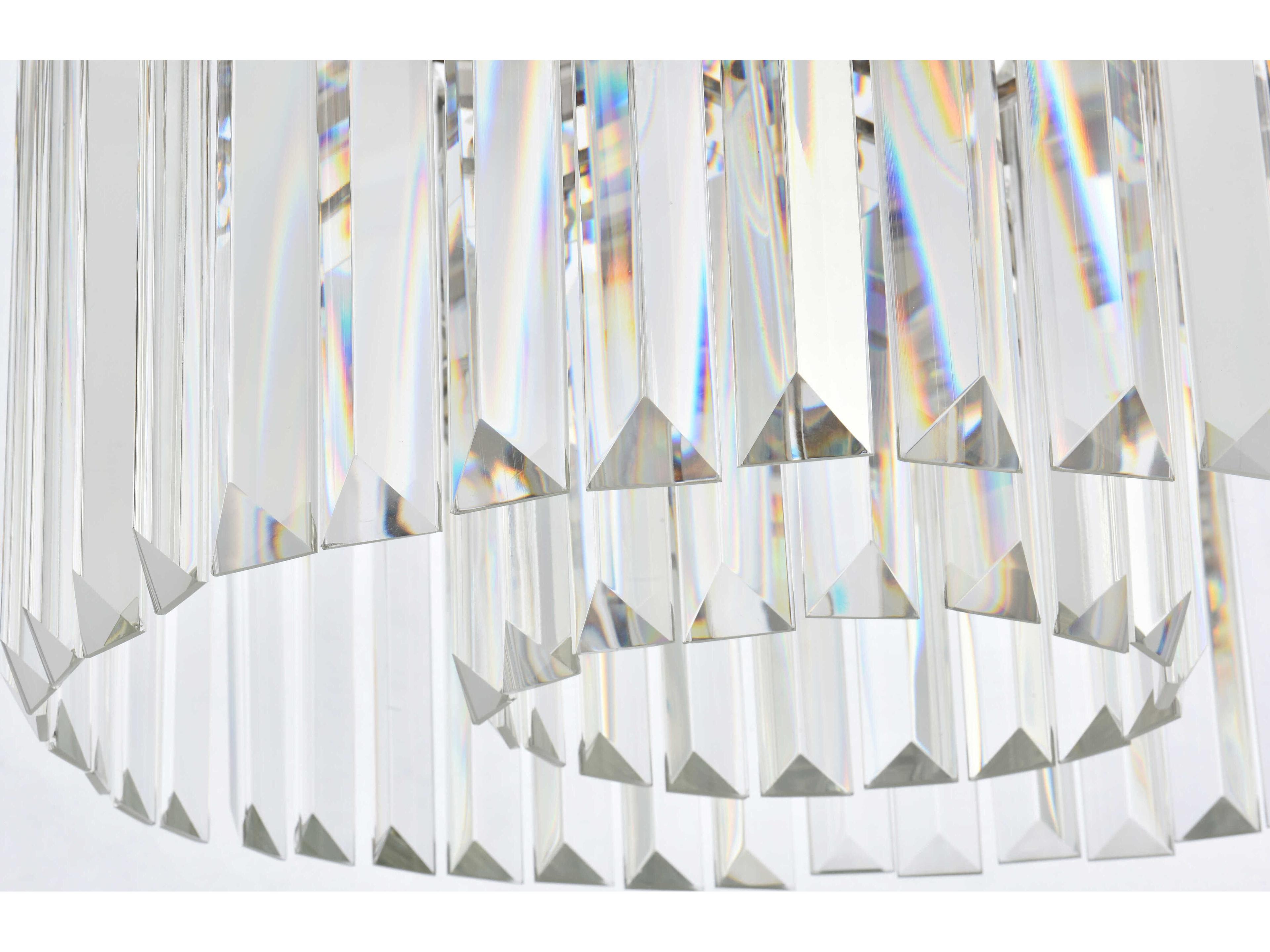 Elegant Lighting Sydney 6-Light Polished Nickel Clear Crystal Drum Pendant