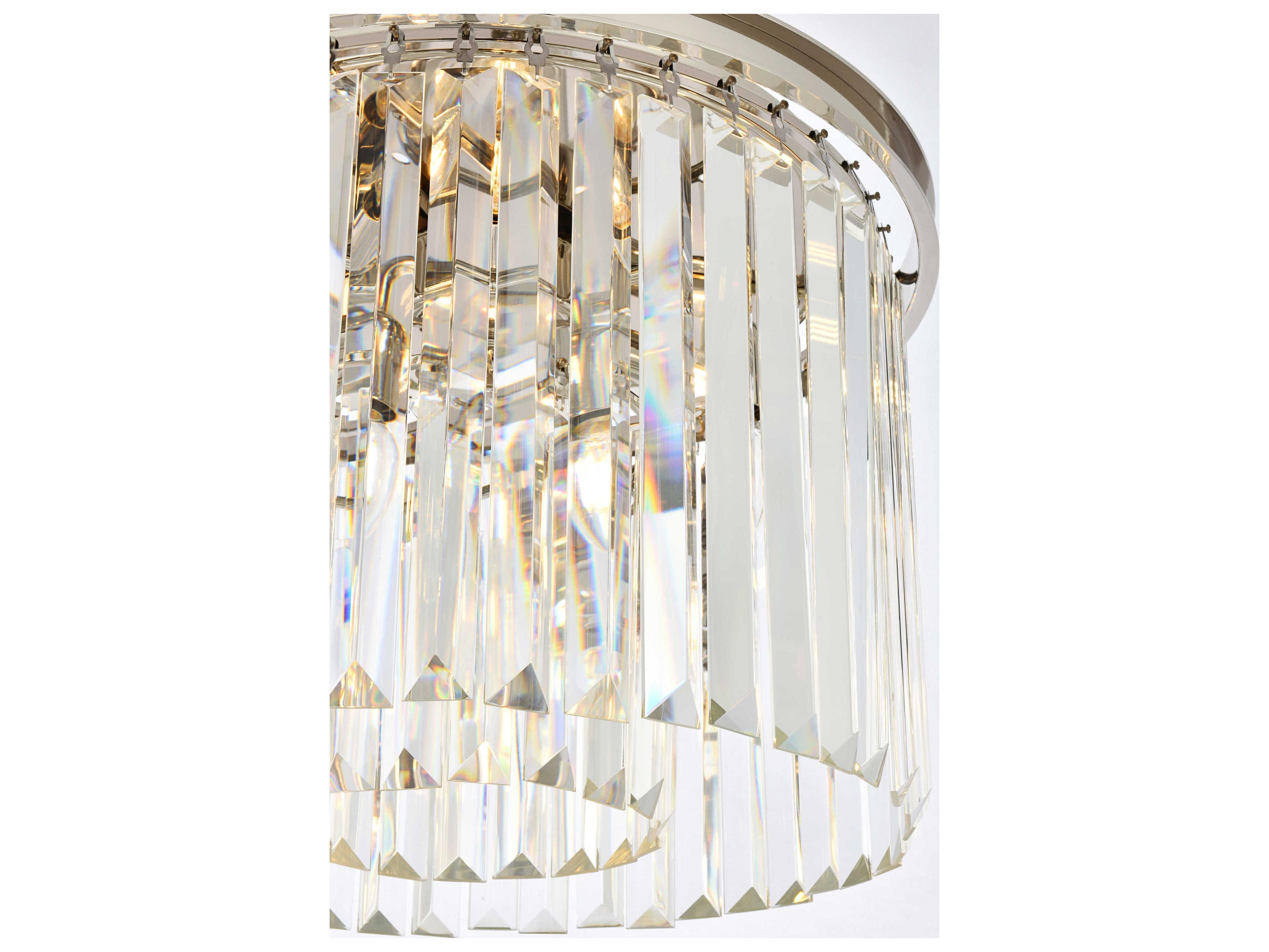 Elegant Lighting Sydney 6-Light Polished Nickel Clear Crystal Drum Pendant