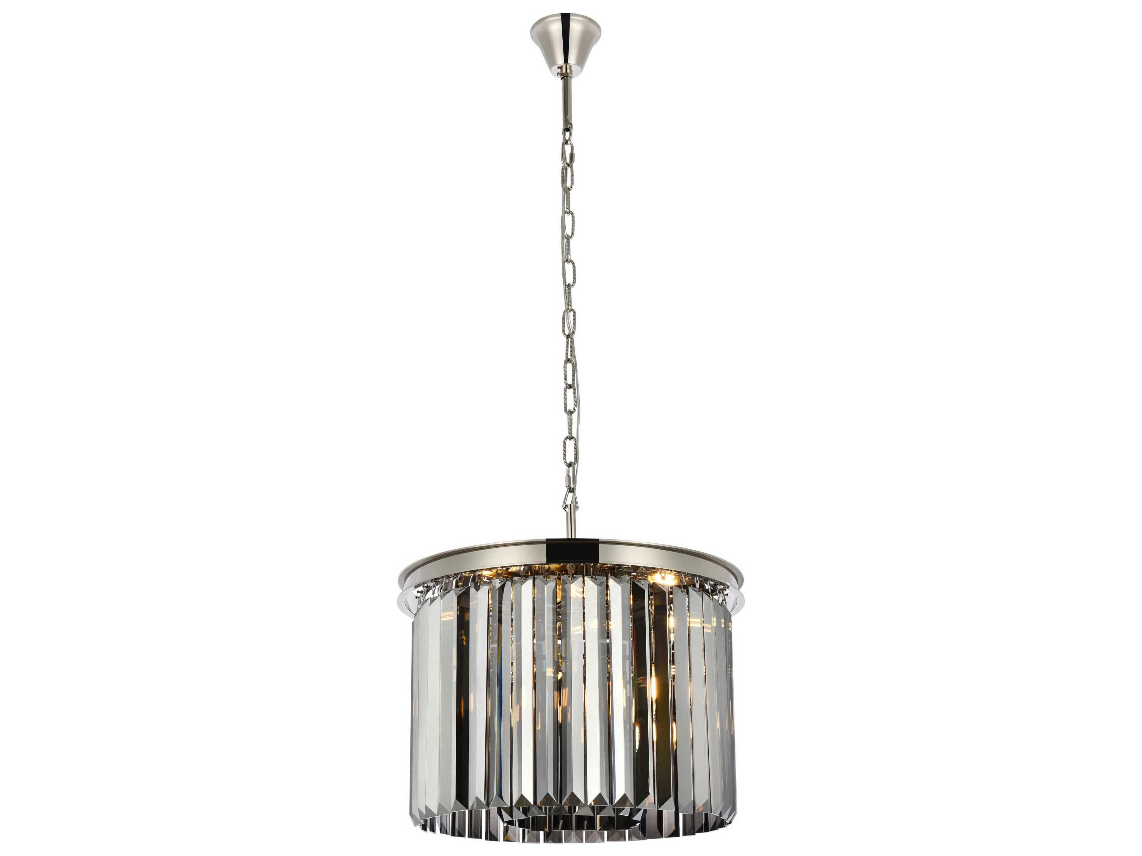 Sydney 6-Light Polished Nickel Silver Crystal Drum Pendant