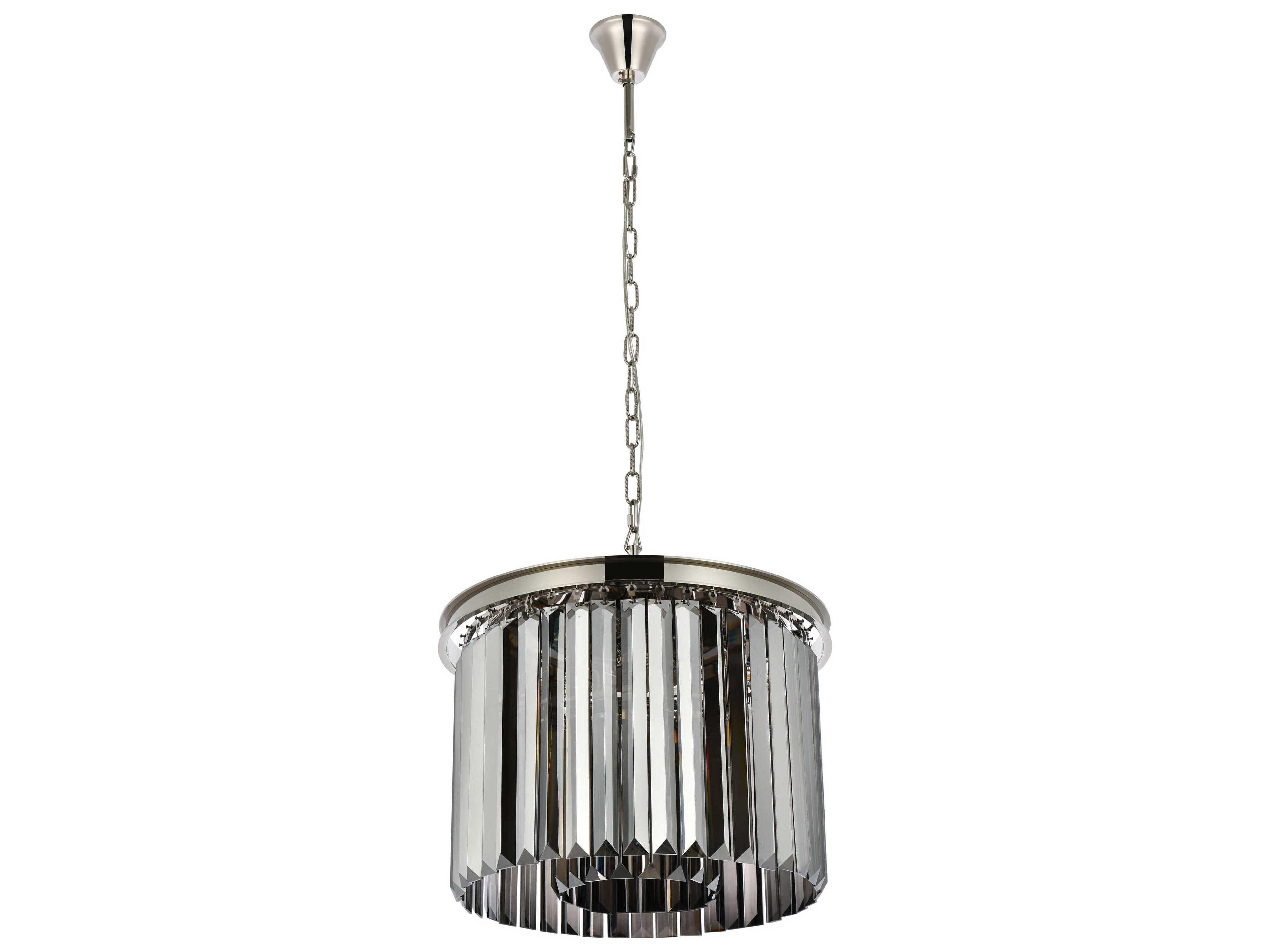 Elegant Lighting Sydney 6-Light Polished Nickel Silver Crystal Drum Pendant