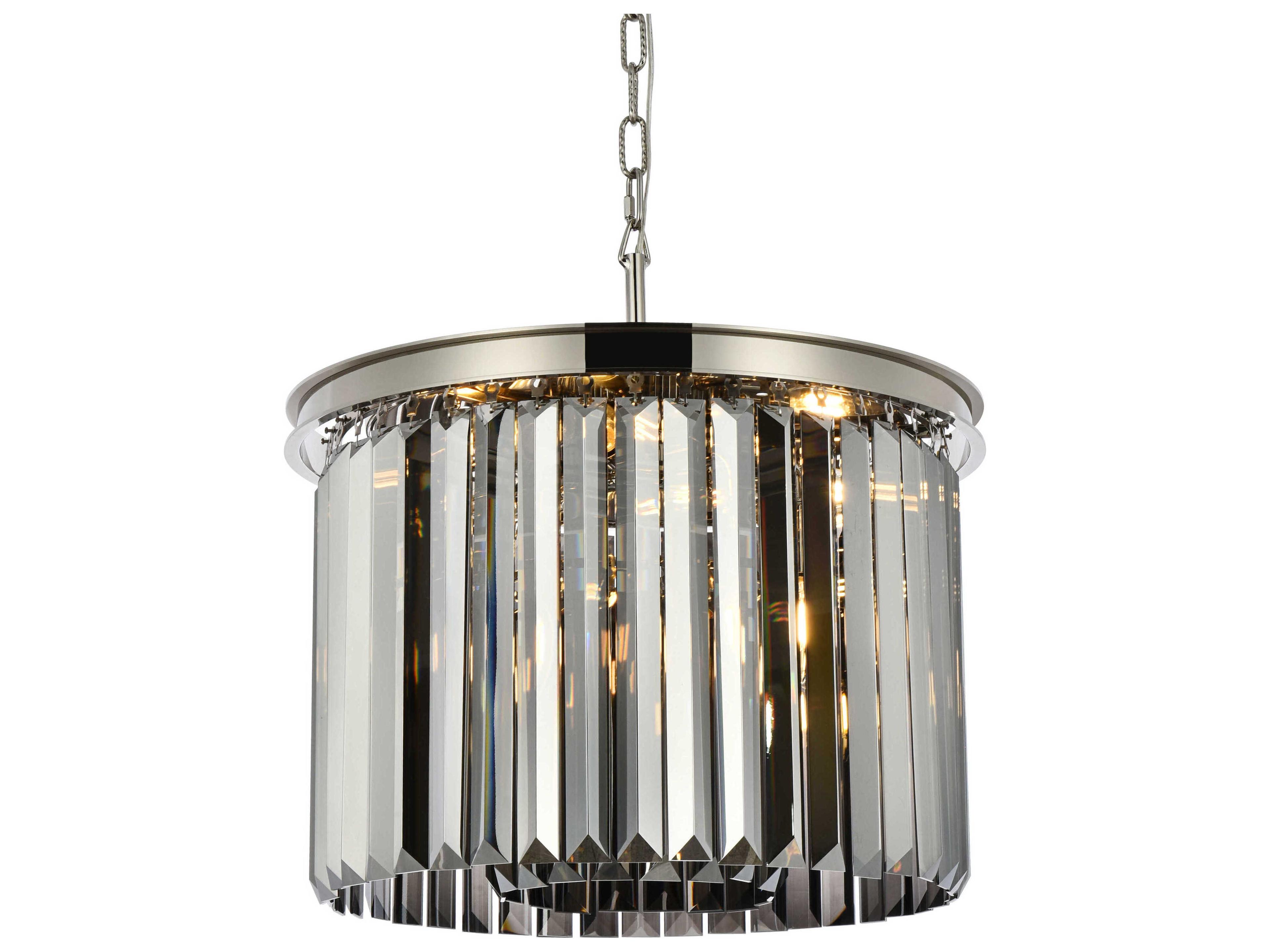 Elegant Lighting Sydney 6-Light Polished Nickel Silver Crystal Drum Pendant