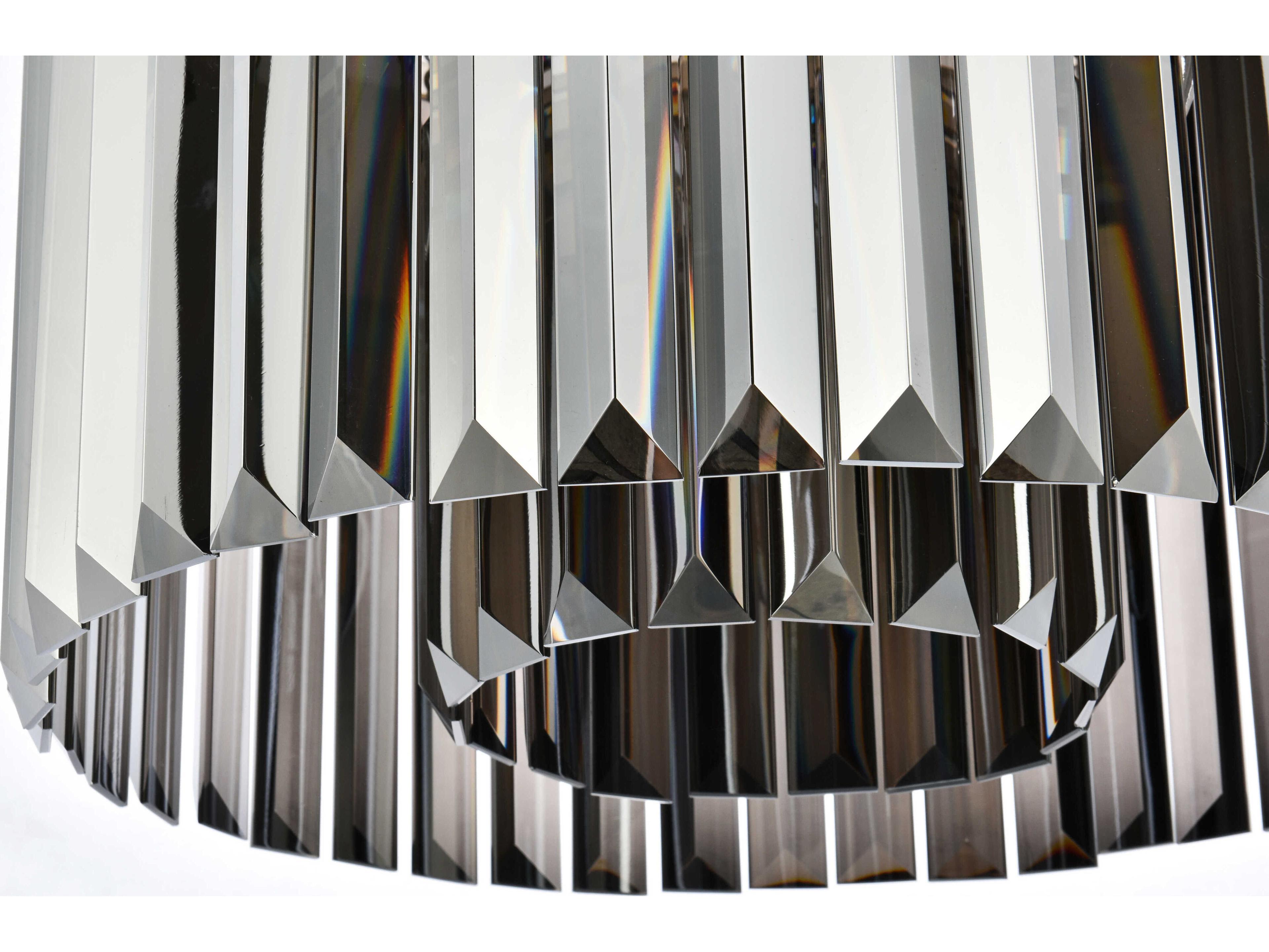 Elegant Lighting Sydney 6-Light Polished Nickel Silver Crystal Drum Pendant