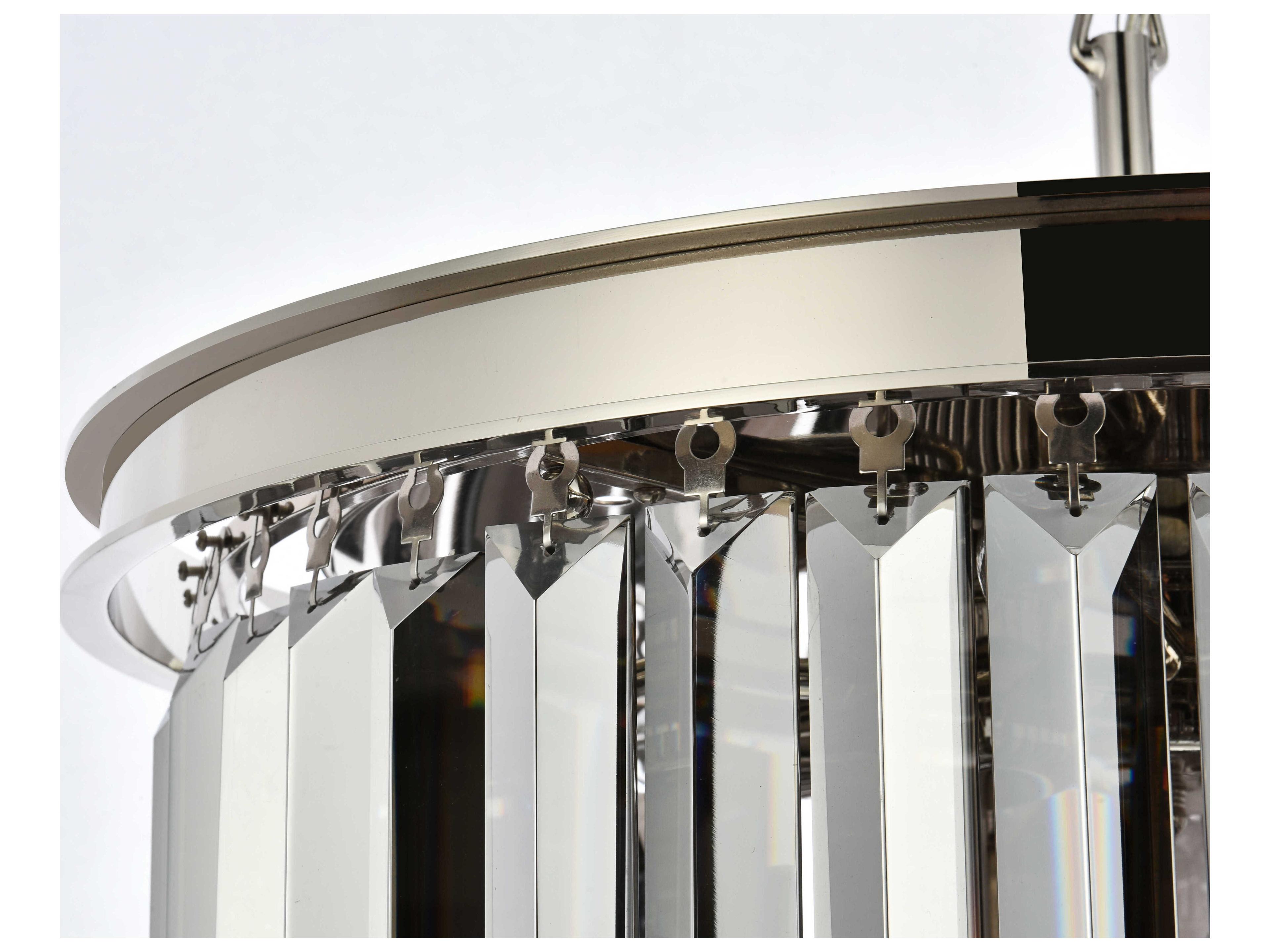 Elegant Lighting Sydney 6-Light Polished Nickel Silver Crystal Drum Pendant