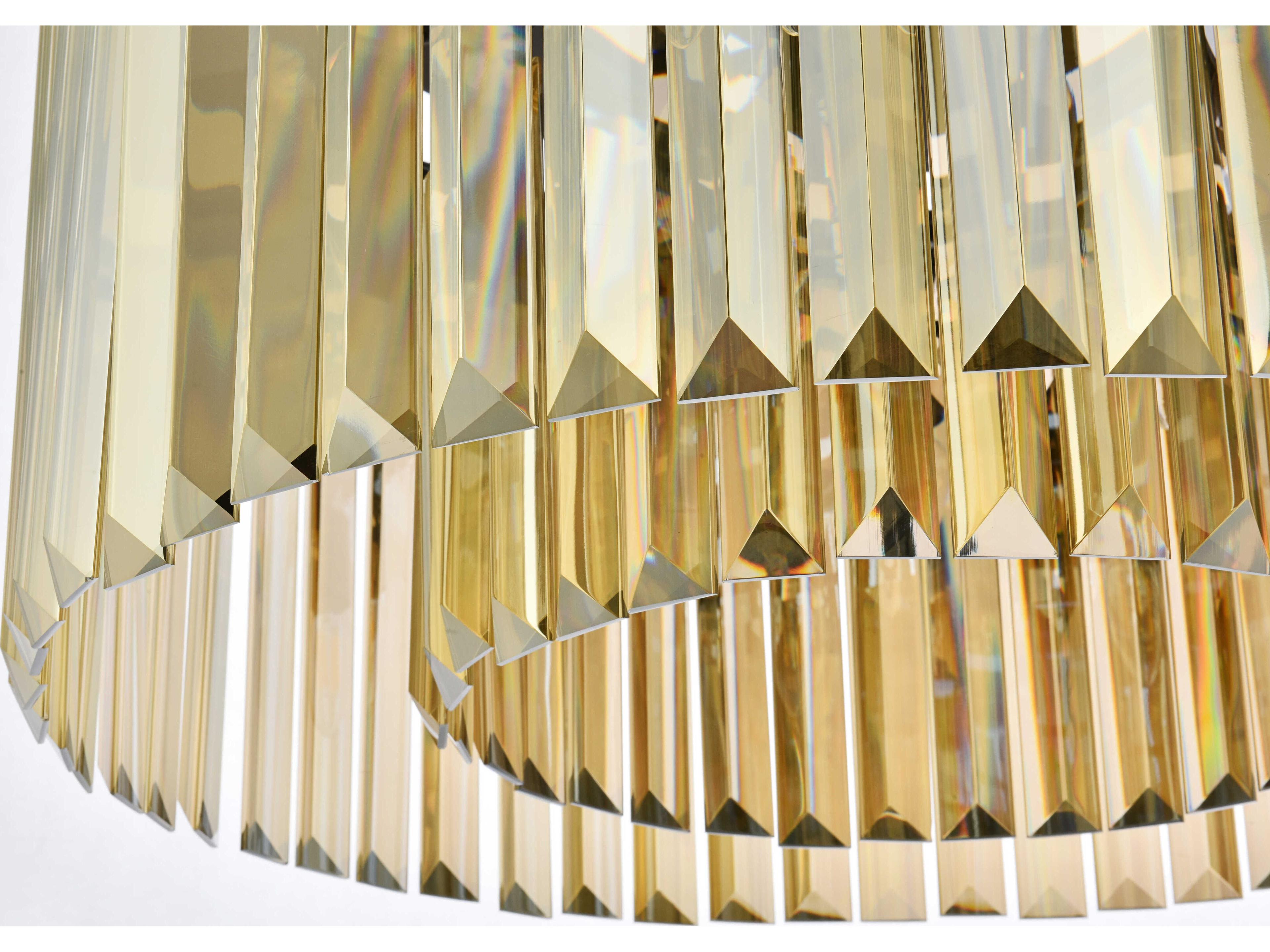 Elegant Lighting Sydney 8-Light Matte Black Gold Crystal Drum Pendant