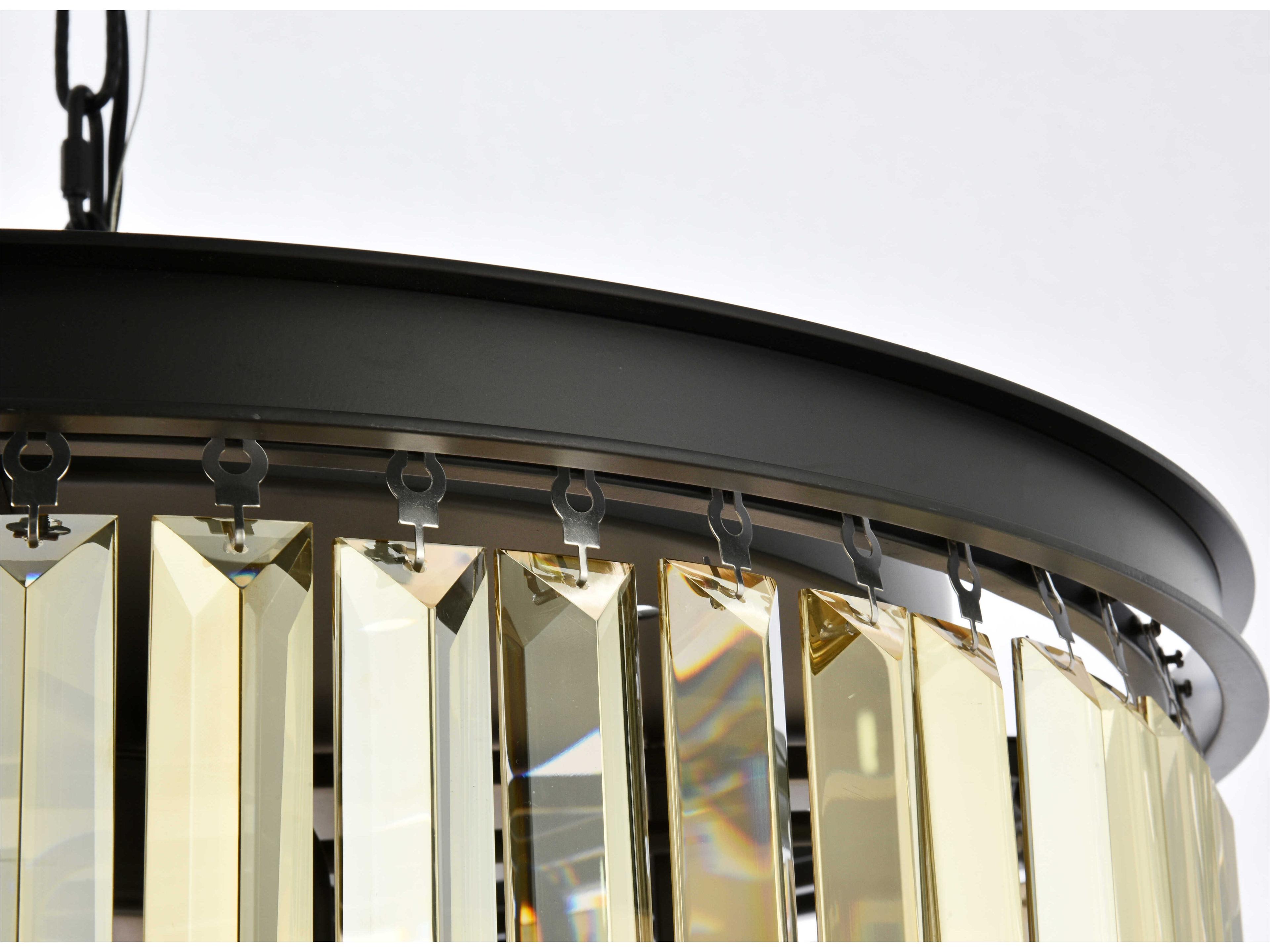 Elegant Lighting Sydney 8-Light Matte Black Gold Crystal Drum Pendant