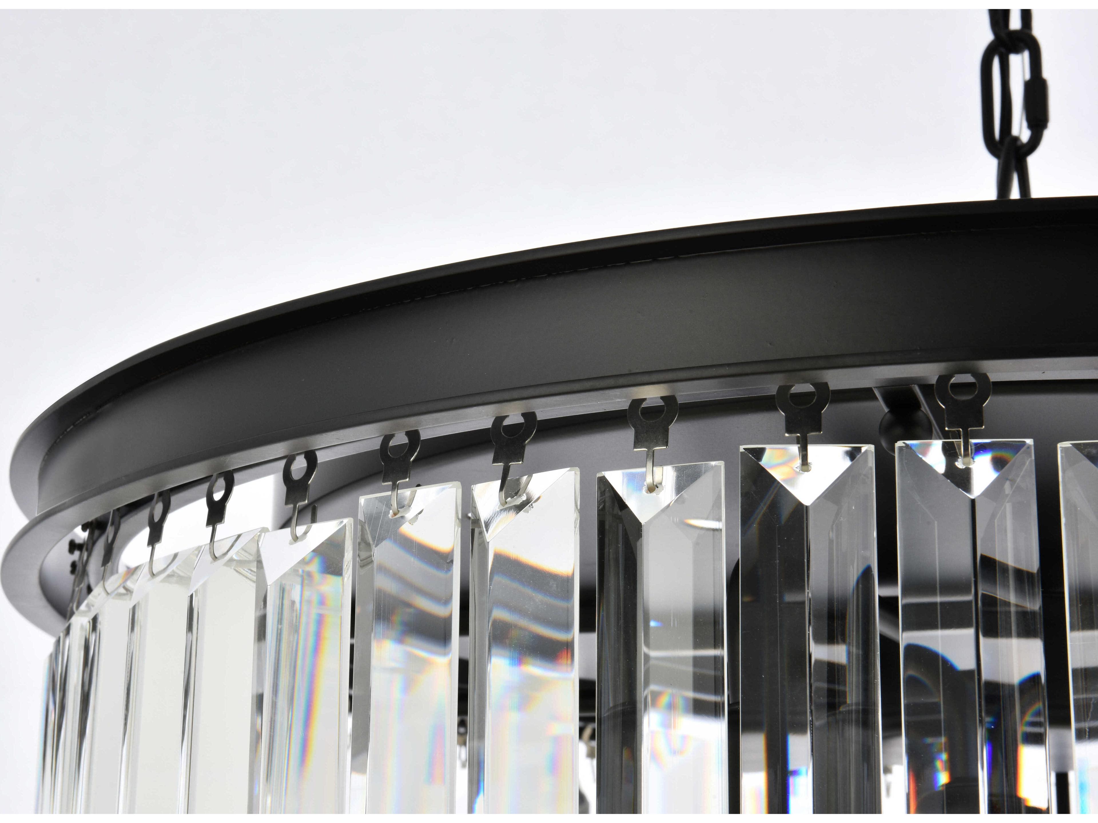 Elegant Lighting Sydney 8-Light Matte Black Clear Crystal Drum Pendant