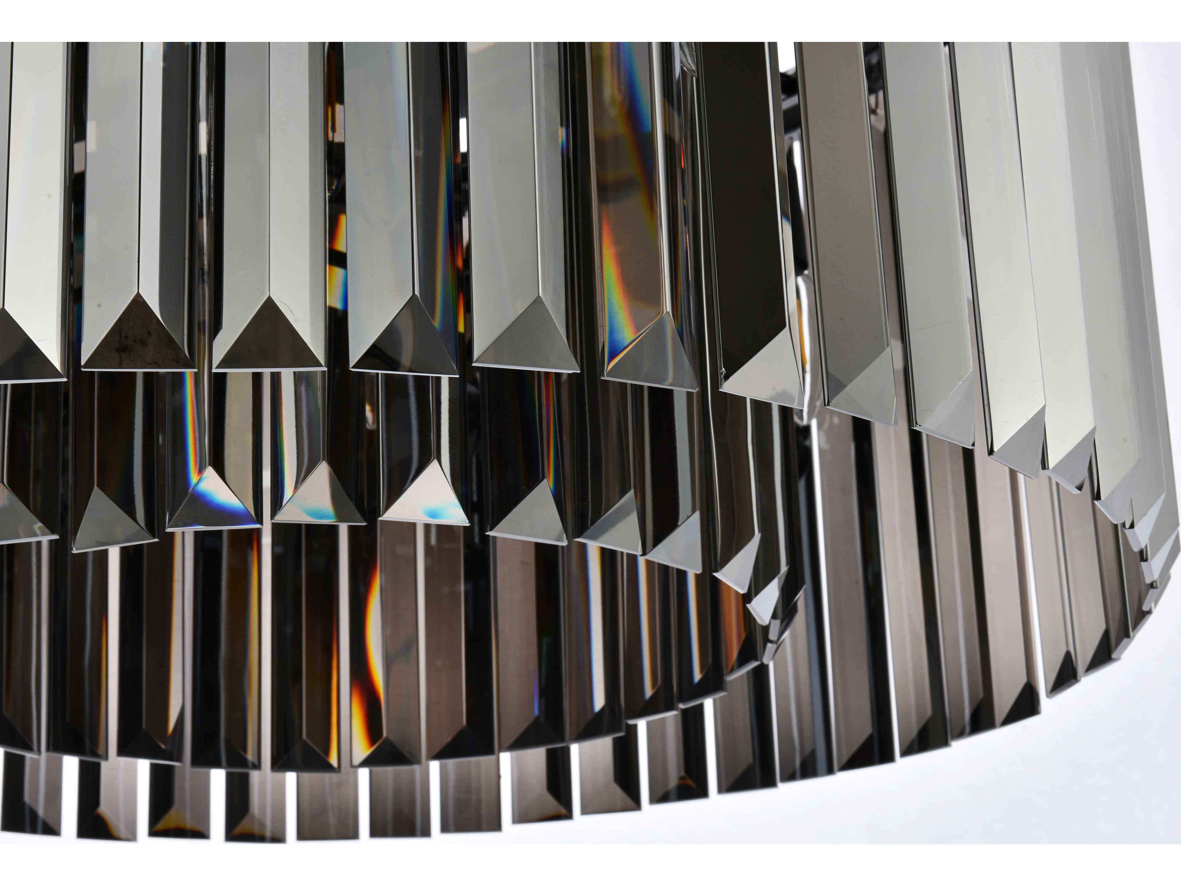 Elegant Lighting Sydney 8-Light Matte Black Silver Crystal Drum Pendant