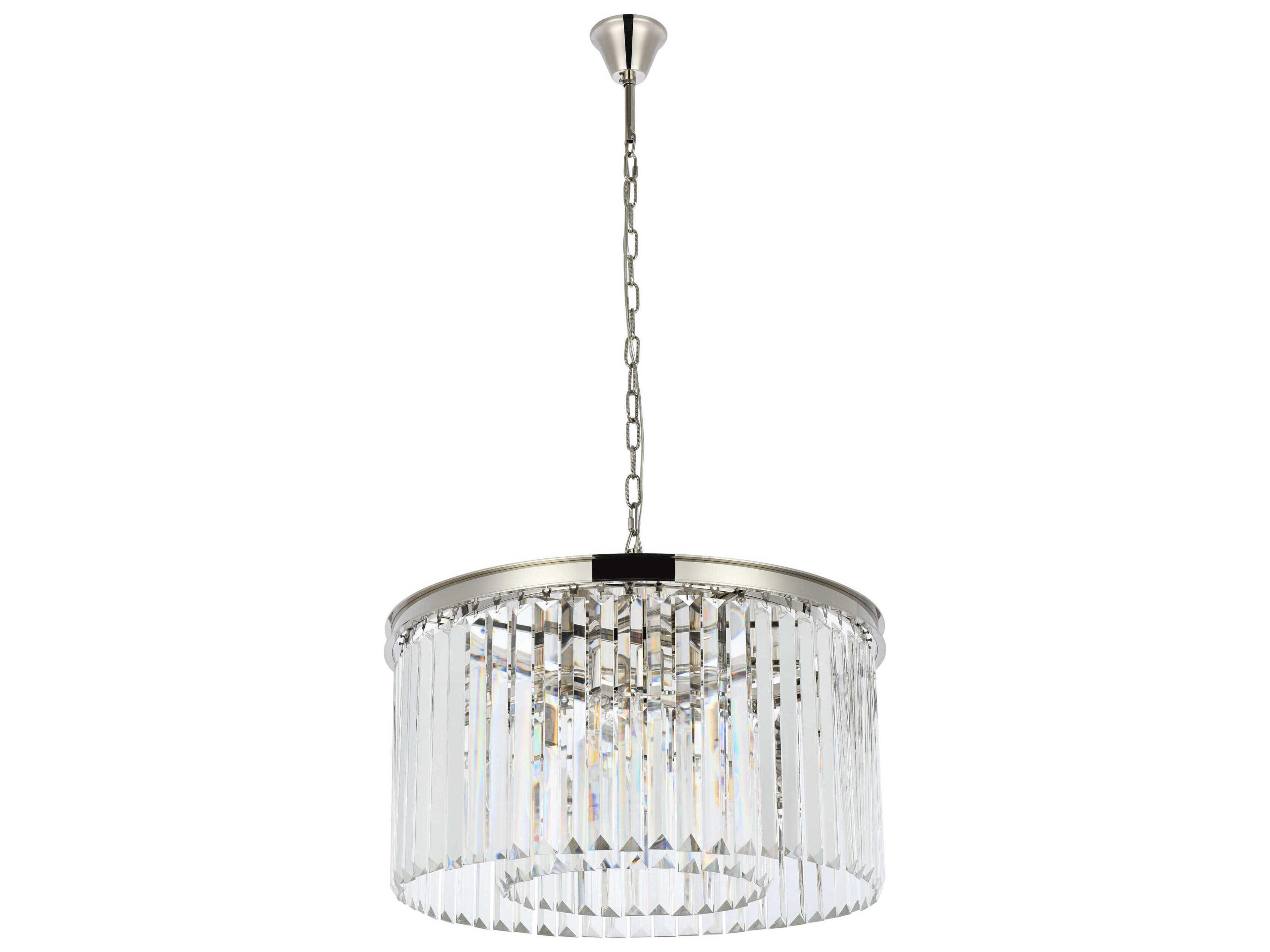 Elegant Lighting Sydney 8-Light Polished Nickel Clear Crystal Drum Pendant