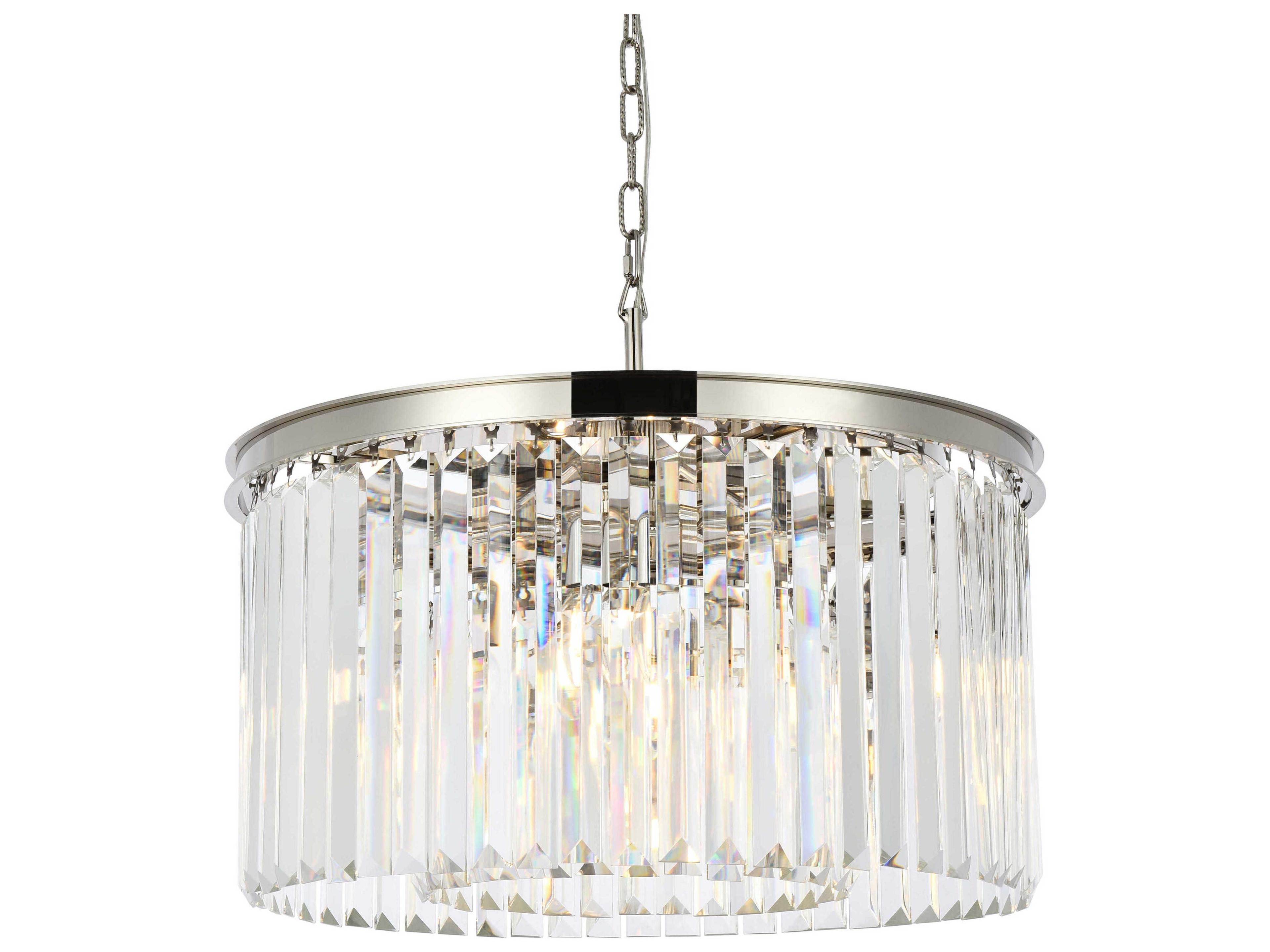 Elegant Lighting Sydney 8-Light Polished Nickel Clear Crystal Drum Pendant